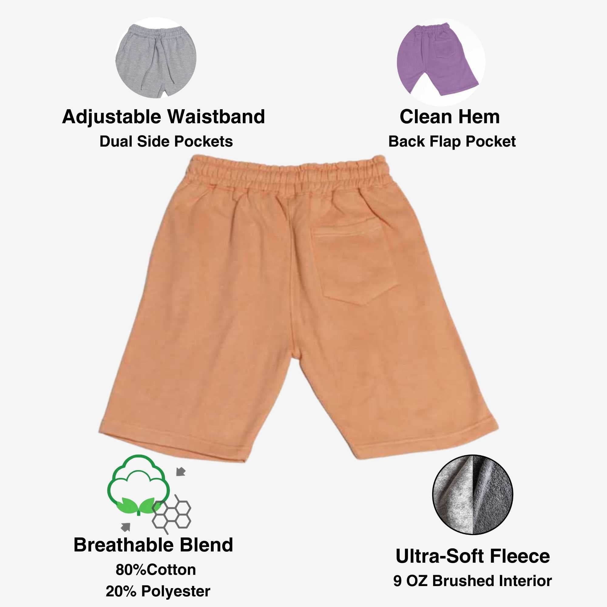 Men’s Fleece Sweatshorts – Soft Fleece, Deep Pockets & Pastel Earth Tones