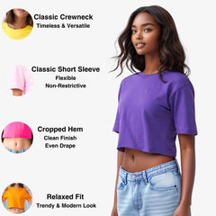 Women’s Cropped T-Shirt – Bold Colors, 100% Cotton, Soft & Relaxed Fit