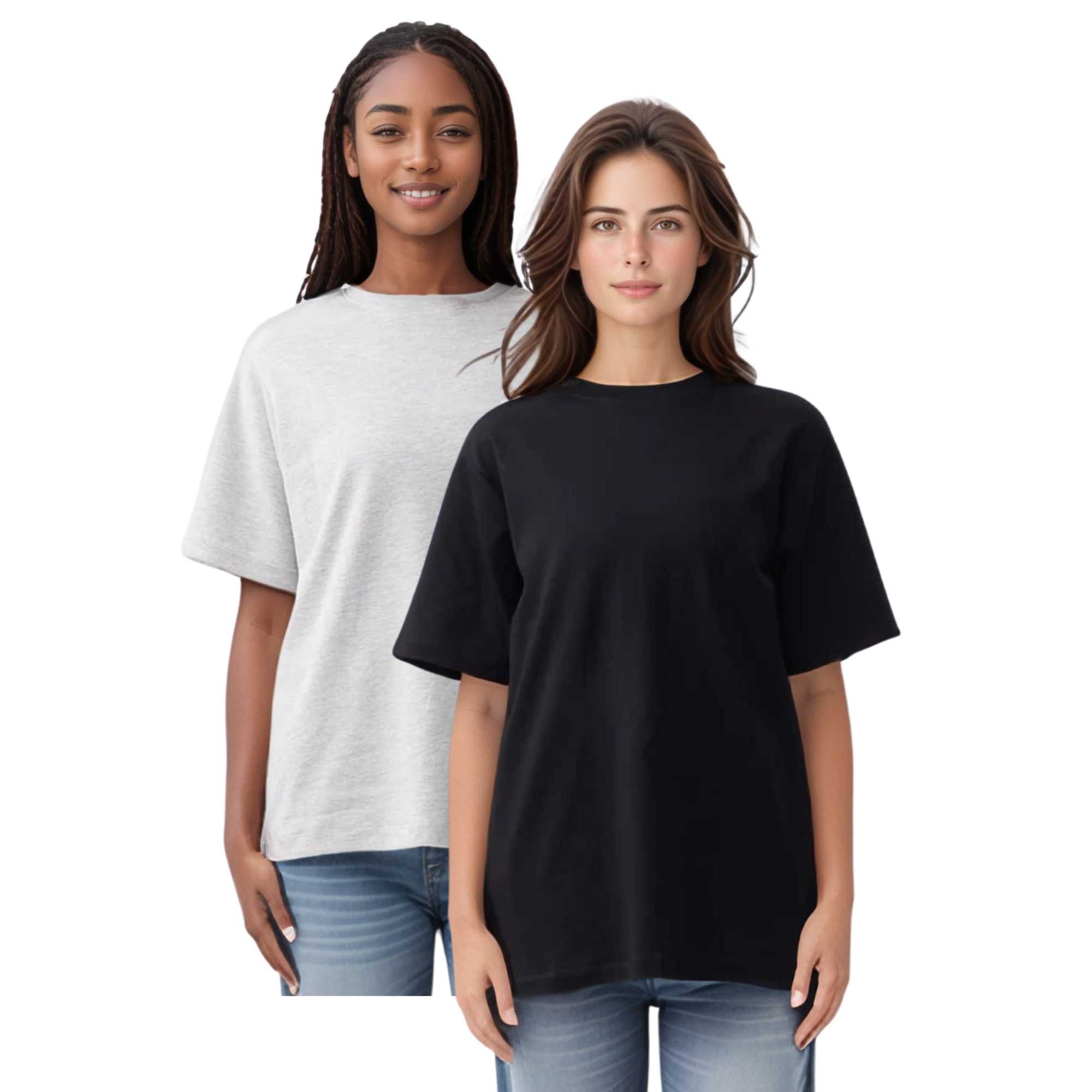 2-Pack Women’s Pima Cotton Tees | Soft, Luxurious Comfort - S / Black + Gray - www.upstandingapparel.com