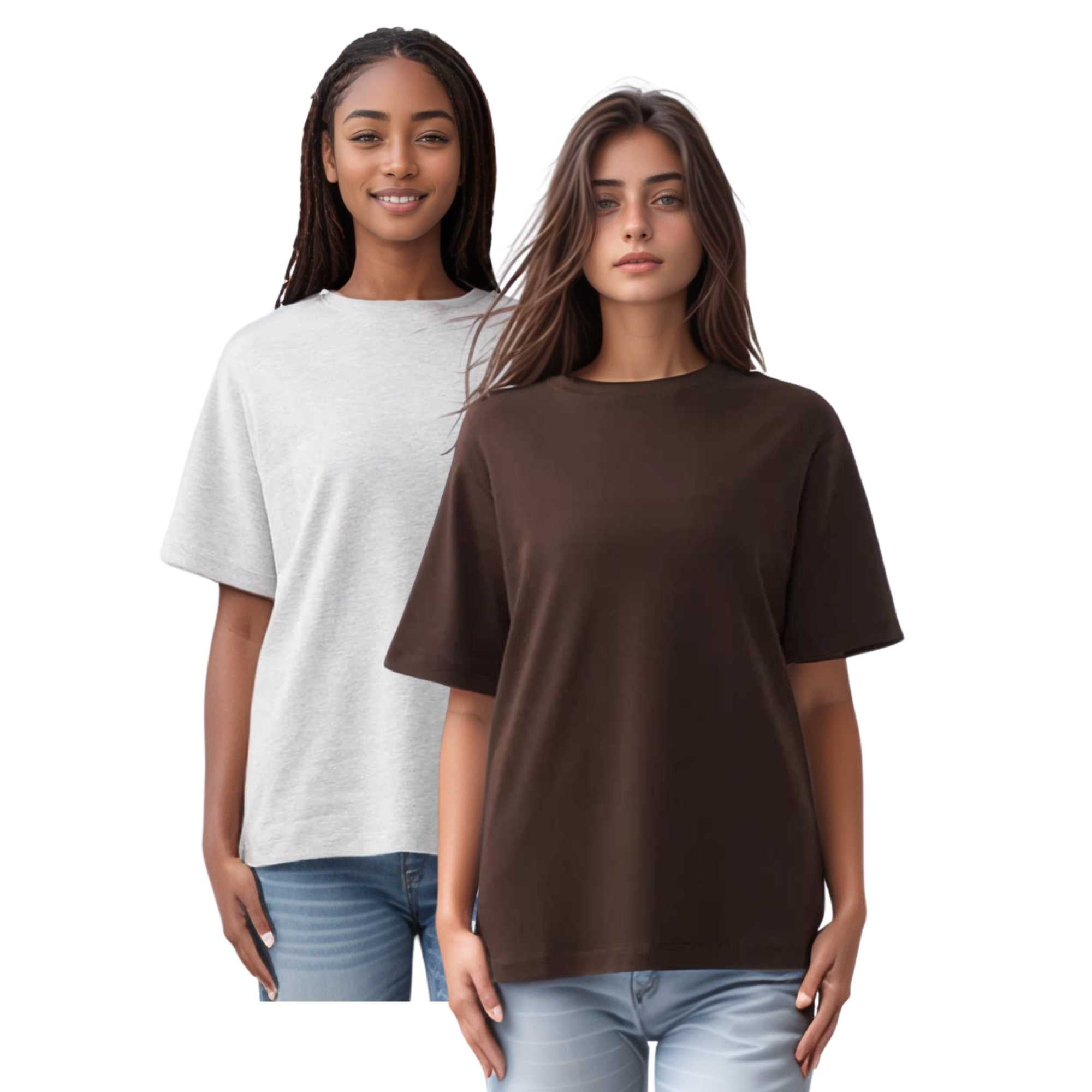 2-Pack Women’s Pima Cotton Tees | Soft, Luxurious Comfort - S / Gray + Brown - www.upstandingapparel.com