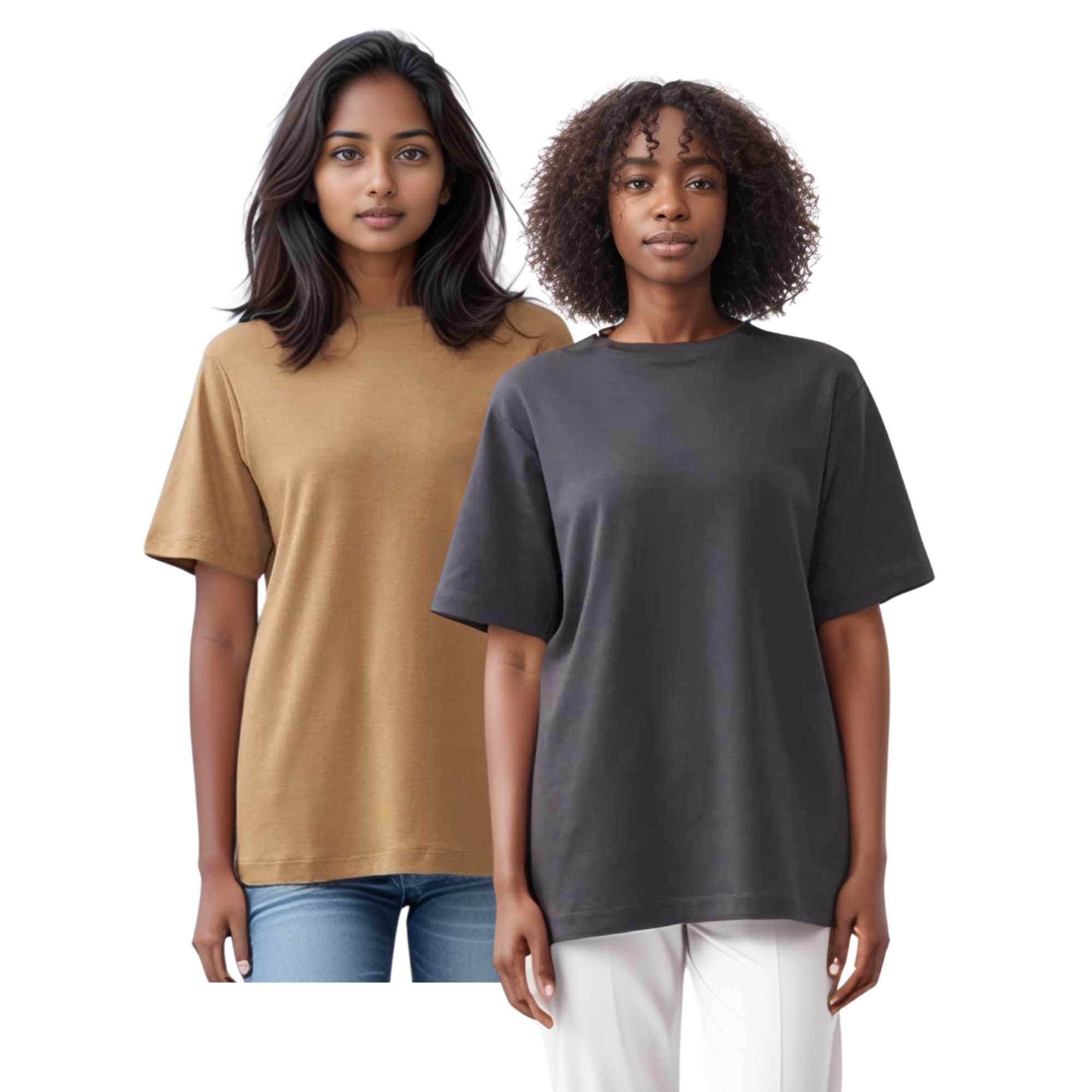 2-Pack Women’s Pima Cotton Tees | Soft, Luxurious Comfort - S / Camel + Shadow - www.upstandingapparel.com