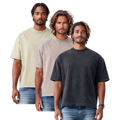 3-Pack Men's Oversized T-Shirts | Vintage-Inspired Style - S / Gray + Khaki + Black - www.upstandingapparel.com