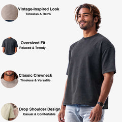 3-Pack Men's Oversized T-Shirts | Vintage-Inspired Style - S / Gray + Khaki + Black - www.upstandingapparel.com