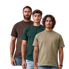 3-Pack Men's Tees | Premium Cotton | Breathable & Durable - S / Khaki + Dark Green + Brown - www.upstandingapparel.com