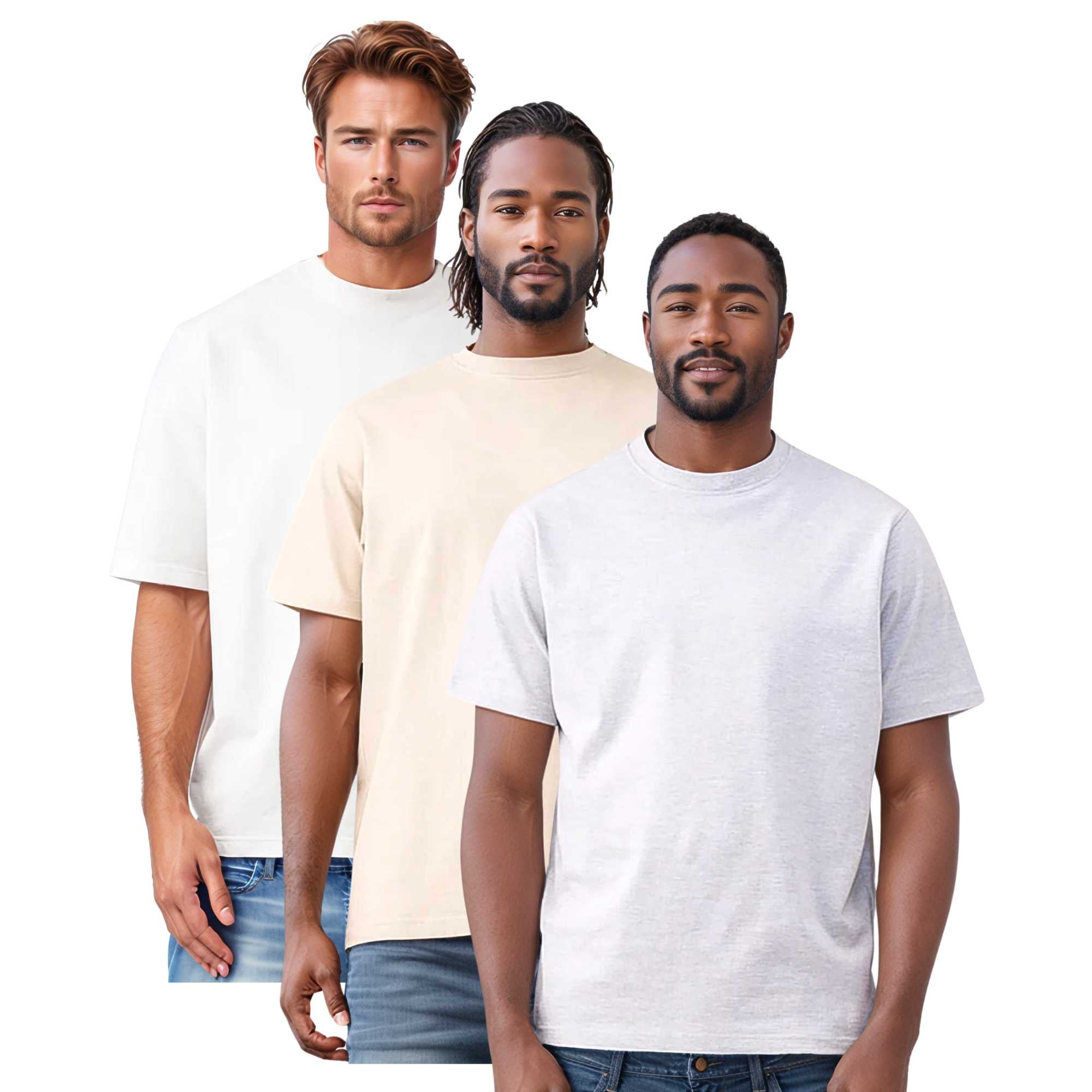 3-Pack Men's Tees | Premium Cotton | Breathable & Durable - S / Sand + Gray + White - www.upstandingapparel.com