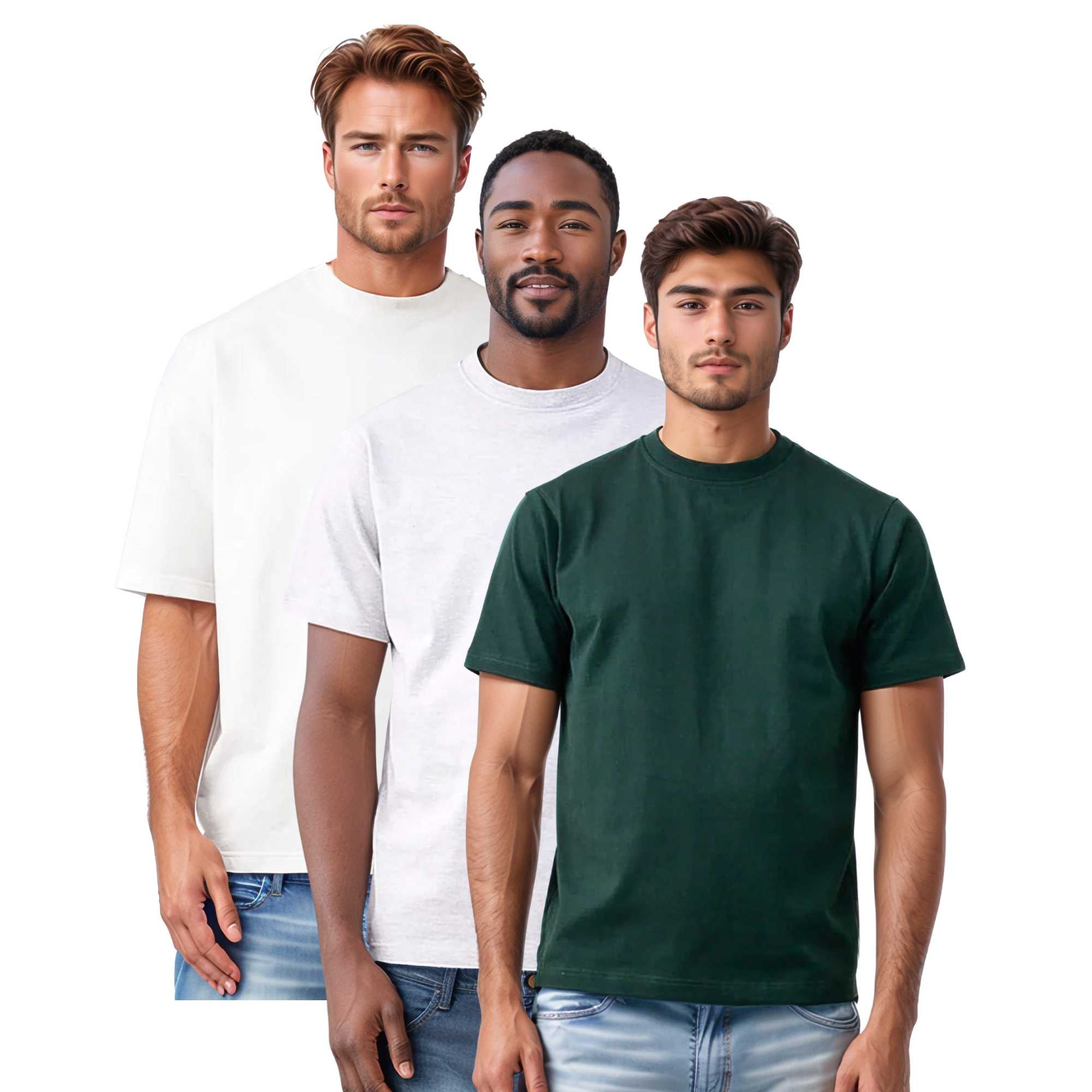 3-Pack Men's Tees | Premium Cotton | Breathable & Durable - S / Gray + White + Dark Green - www.upstandingapparel.com