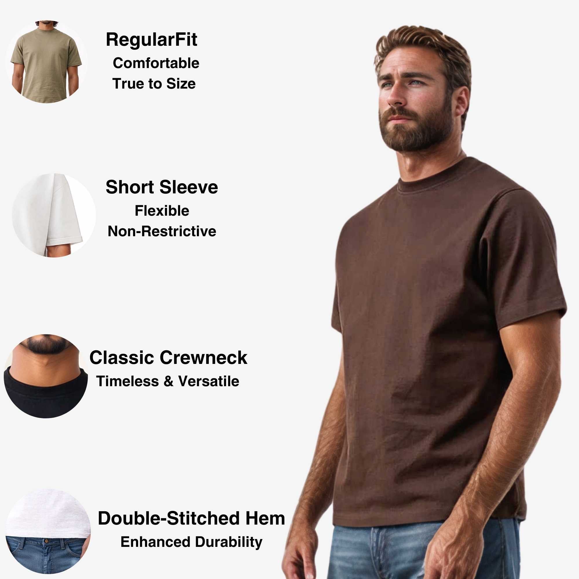 3-Pack Men's Tees | Premium Cotton | Breathable & Durable - S / Khaki + Dark Green + Brown - www.upstandingapparel.com