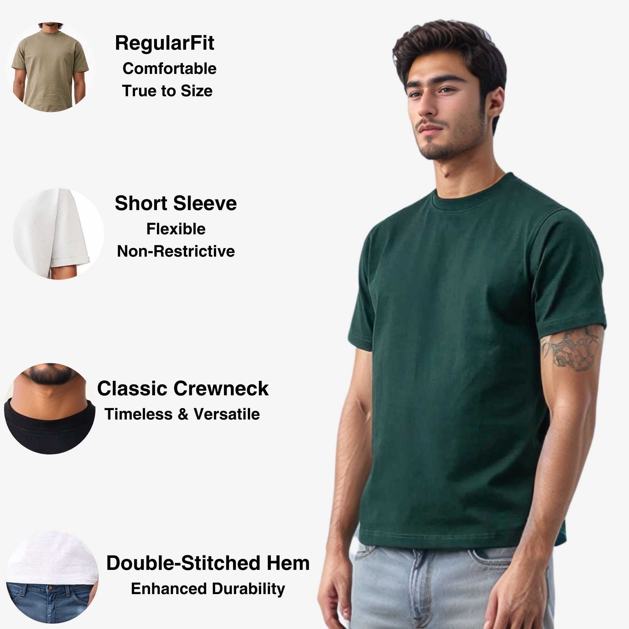 3-Pack Men's Tees | Premium Cotton | Breathable & Durable - S / Khaki + Dark Green + Brown - www.upstandingapparel.com