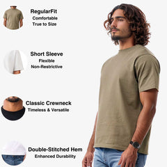 3-Pack Men's Tees | Premium Cotton | Breathable & Durable - S / Khaki + Dark Green + Brown - www.upstandingapparel.com