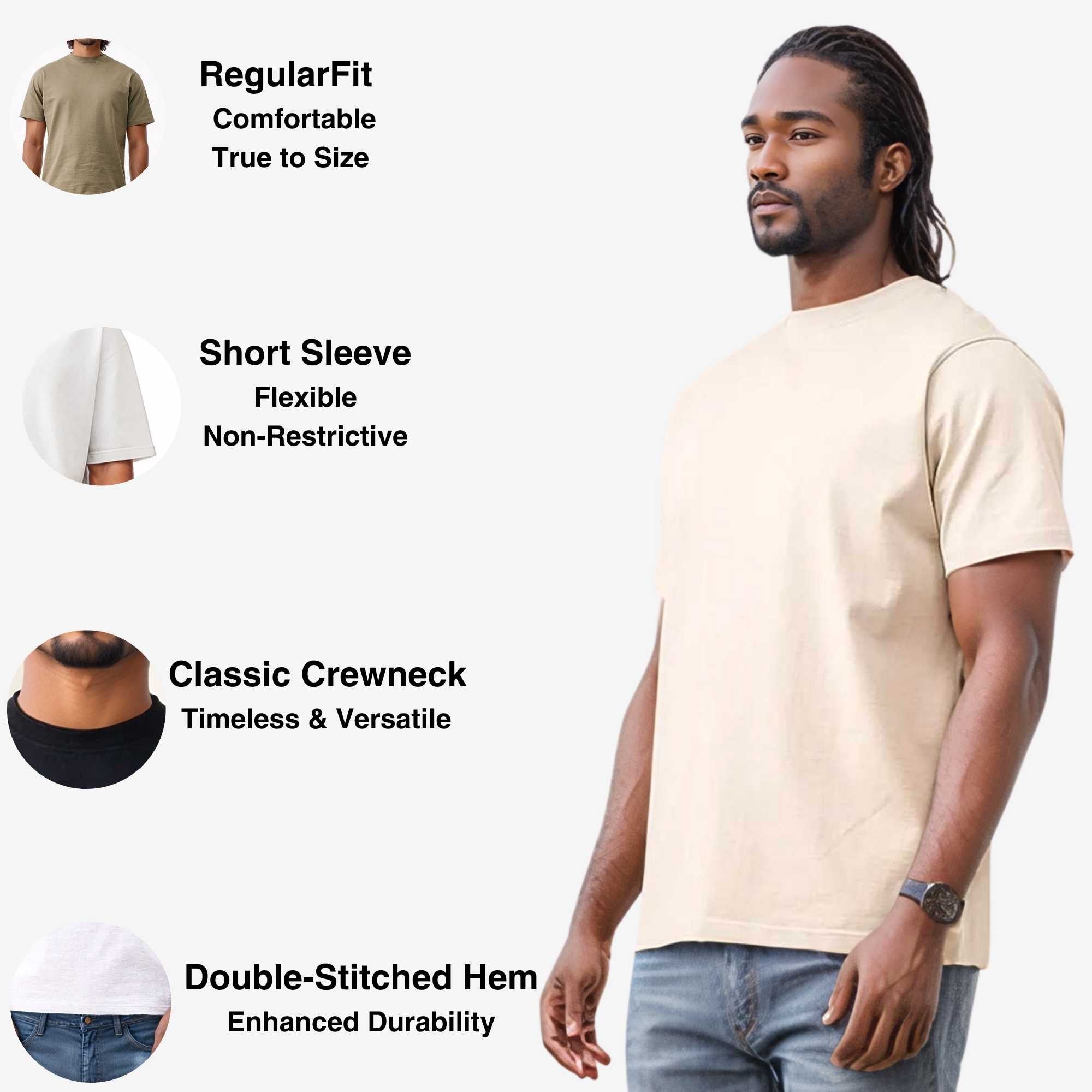 3-Pack Men's Tees | Premium Cotton | Breathable & Durable - S / Khaki + Dark Green + Brown - www.upstandingapparel.com