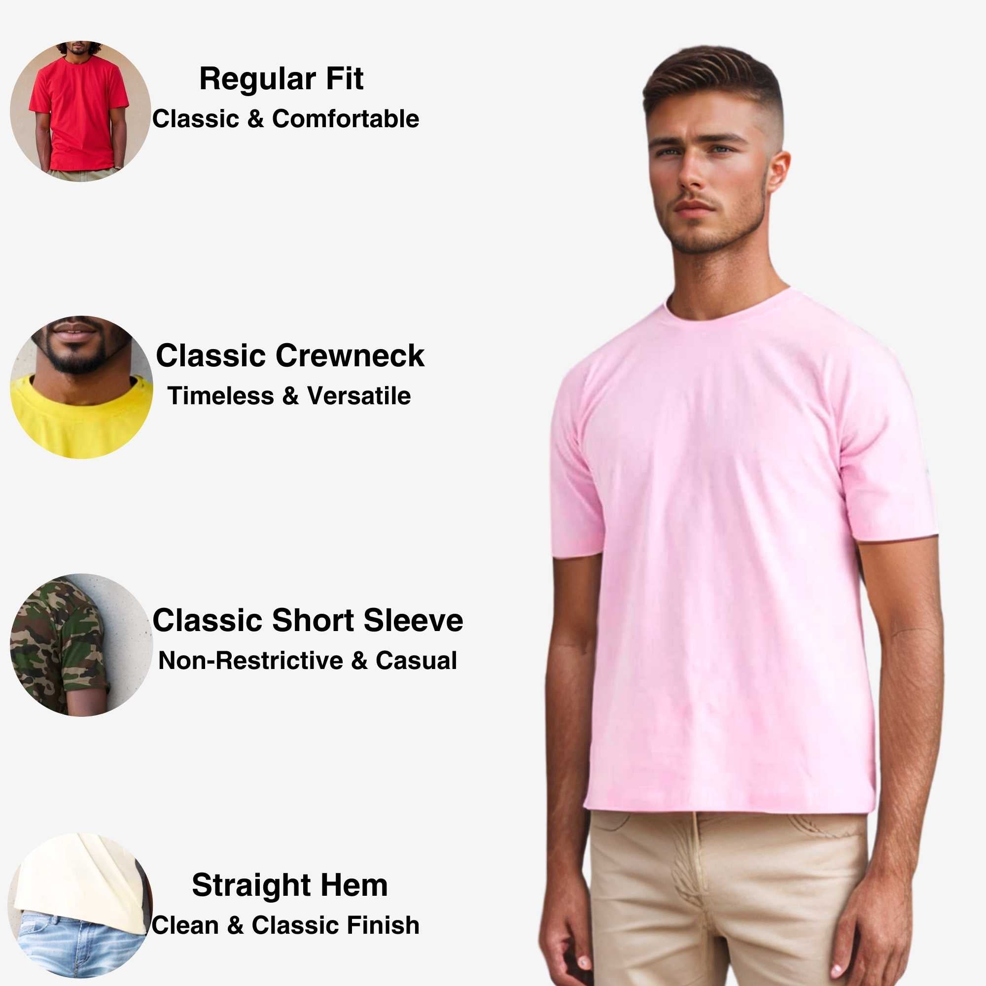 Classic Cotton T-Shirt for Men | Vibrant Spectrum Collection - XS / Hot Pink - www.upstandingapparel.com
