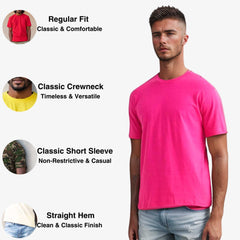 Classic Cotton T-Shirt for Men | Vibrant Spectrum Collection - XS / Hot Pink - www.upstandingapparel.com