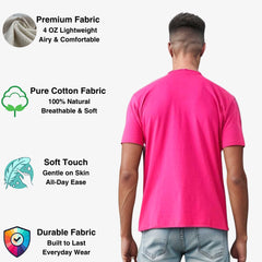 Classic Cotton T-Shirt for Men | Vibrant Spectrum Collection - XS / Hot Pink - www.upstandingapparel.com