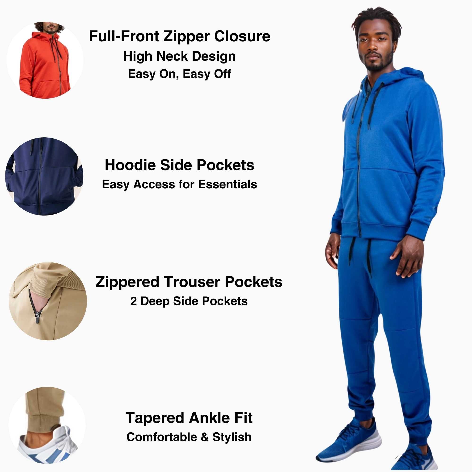 Men's Active Performance Tracksuit | Timeless Essential Set - S / Royal Blue - www.upstandingapparel.com