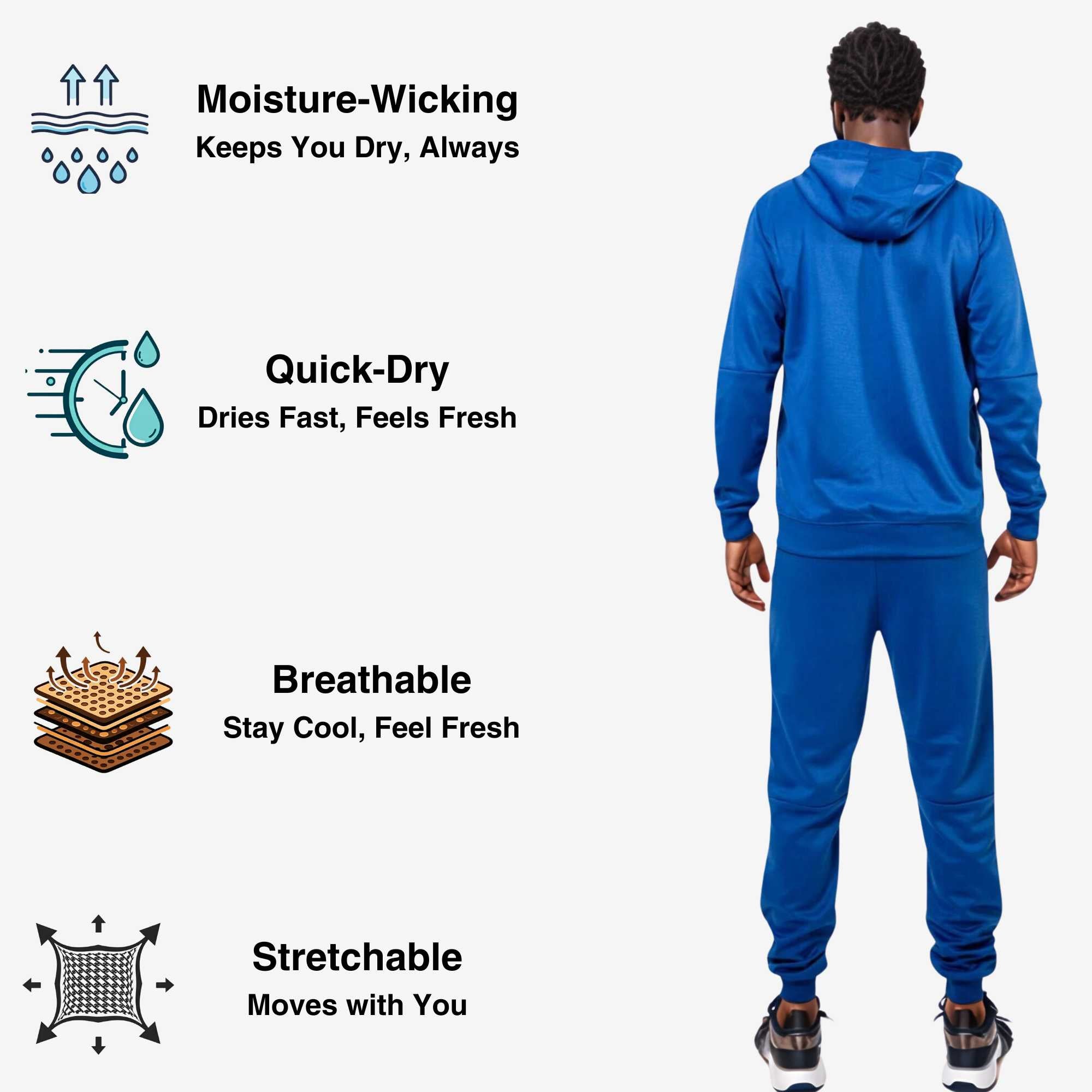 Men's Active Performance Tracksuit | Timeless Essential Set - S / Royal Blue - www.upstandingapparel.com