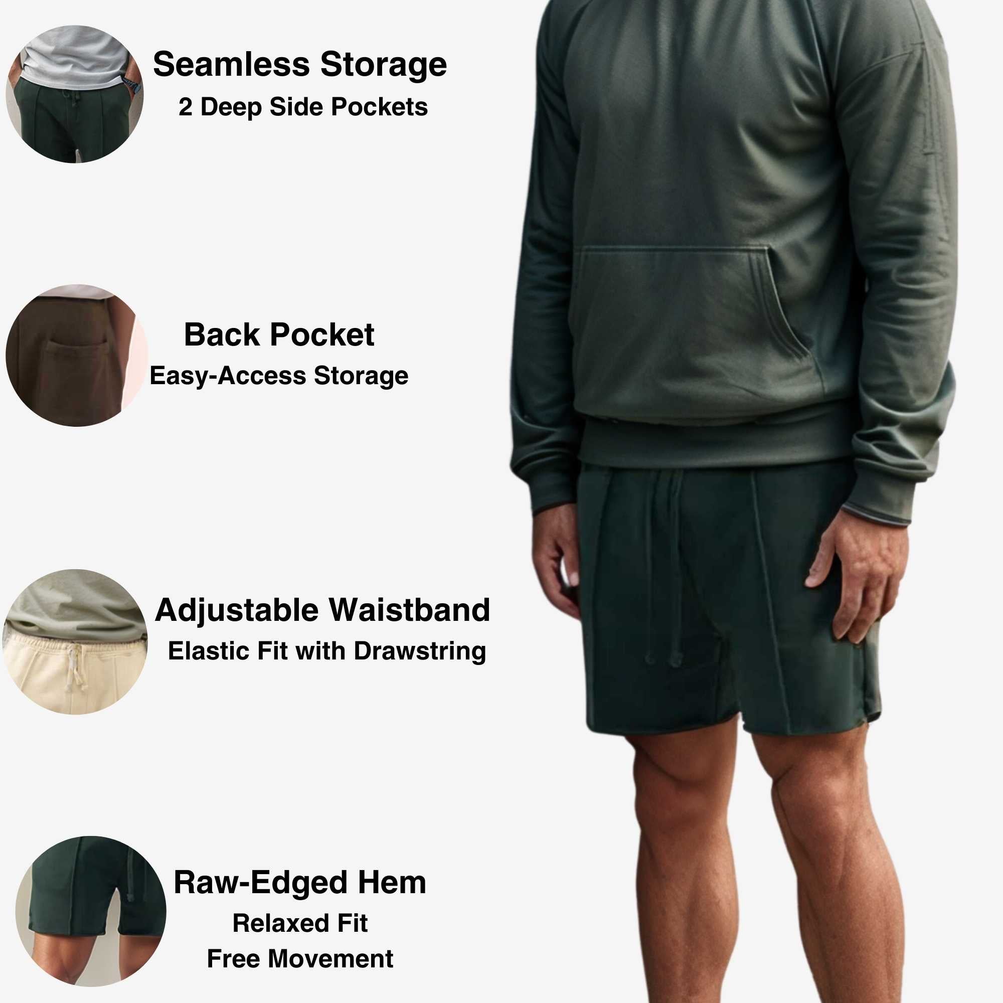 Men’s Cropped Fleece Sweatshorts | Luxurious Comfort & Style - S / Black - www.upstandingapparel.com