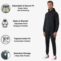 Men's Fleece Hooded Sweatsuit | Classic Comfort Collection - XS / Black - www.upstandingapparel.com