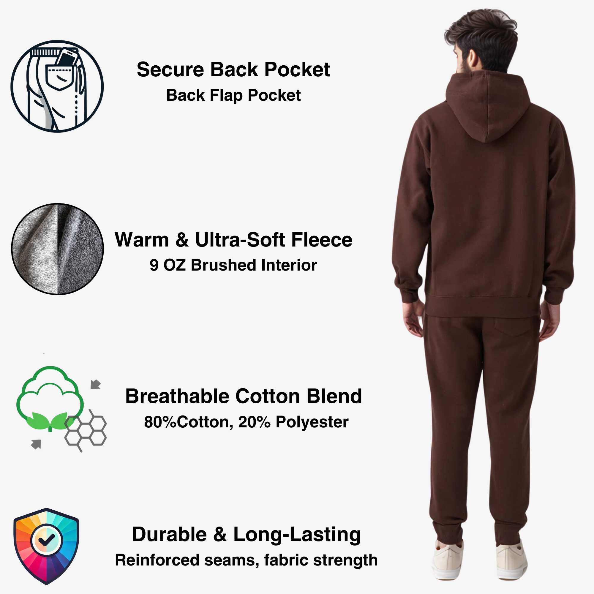 Men's Fleece Hooded Sweatsuit | Classic Comfort Collection - XS / Black - www.upstandingapparel.com