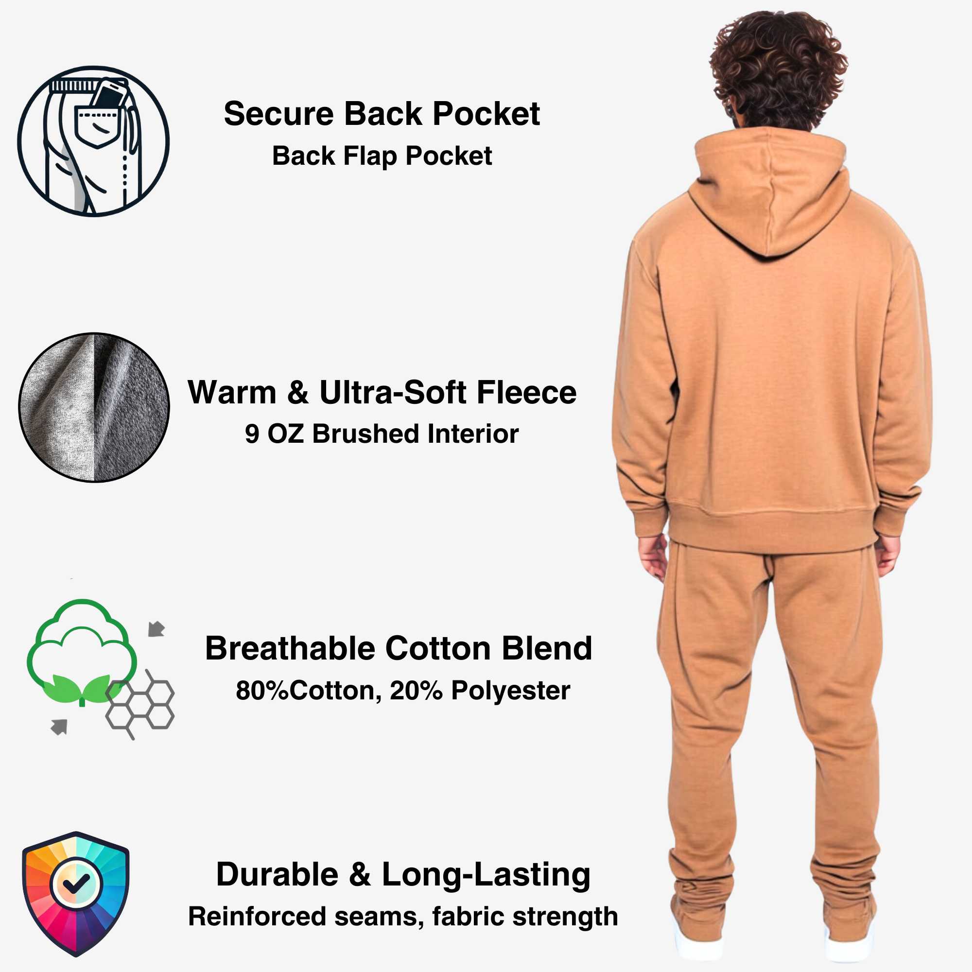 Men's Fleece Hooded Sweatsuit | Classic Comfort Collection - XS / Black - www.upstandingapparel.com