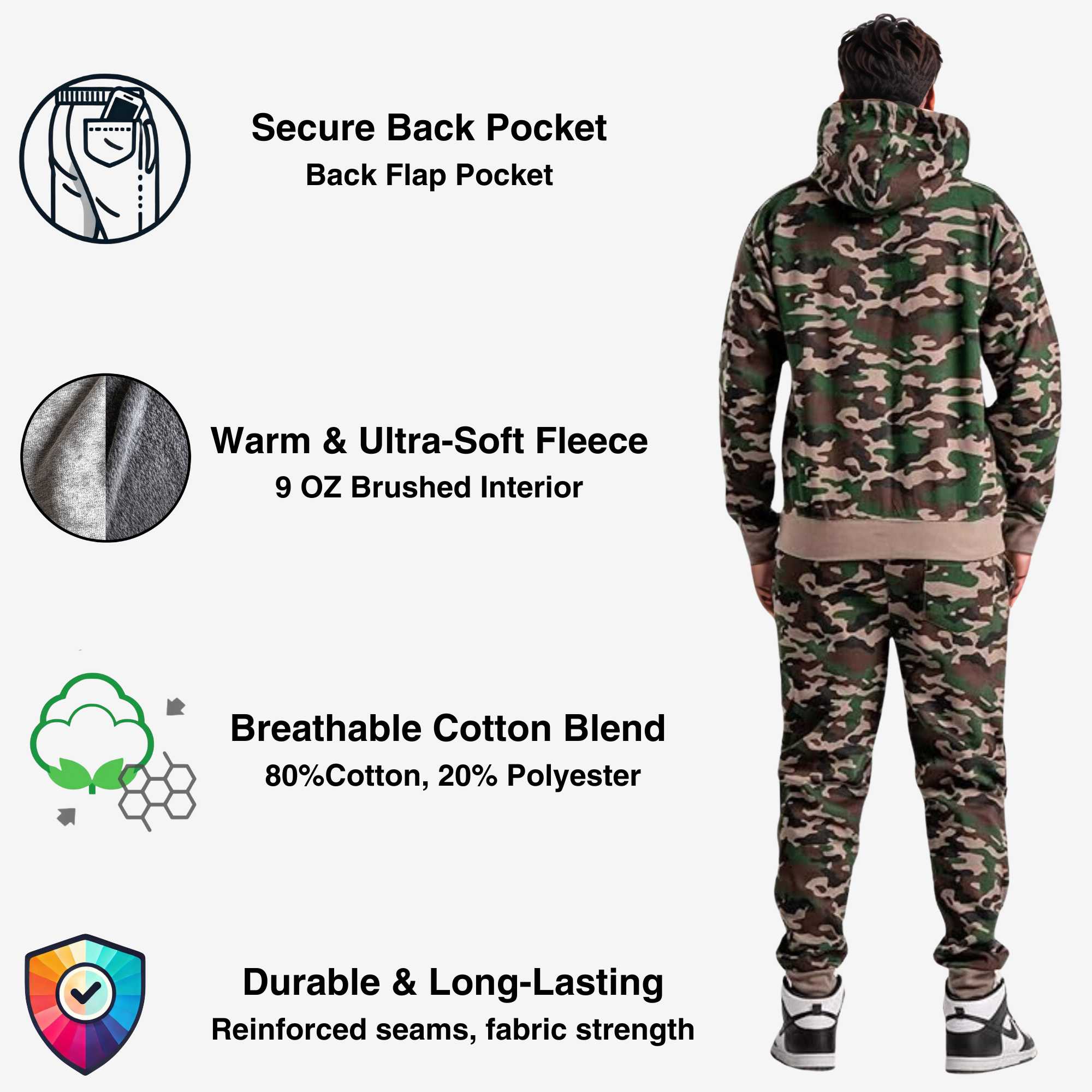 Men's Fleece Hooded Sweatsuit | Classic Comfort Collection - XS / Black - www.upstandingapparel.com