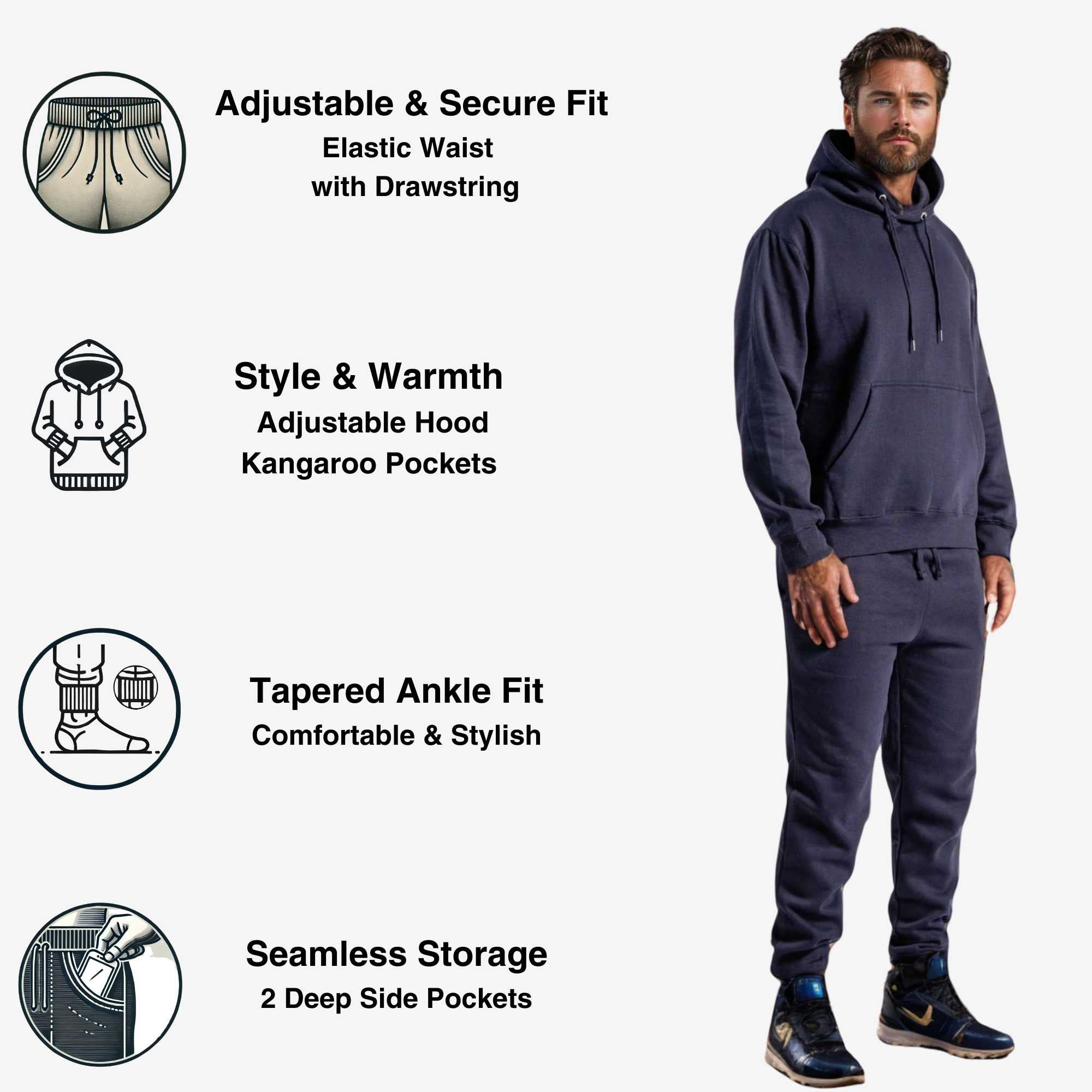Men's Fleece Hooded Sweatsuit | Classic Comfort Collection - XS / Black - www.upstandingapparel.com