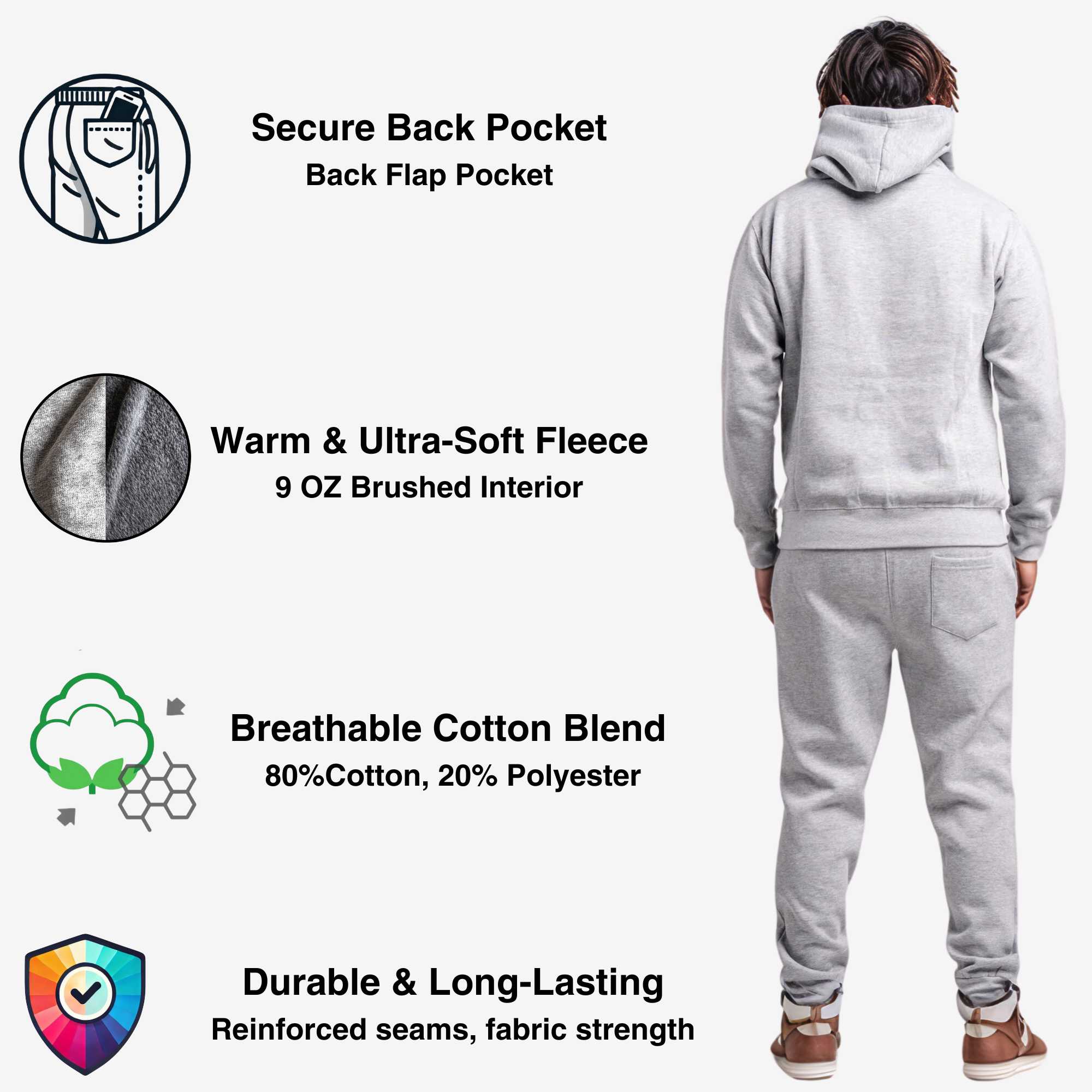 Men's Fleece Hooded Sweatsuit | Classic Comfort Collection - XS / Black - www.upstandingapparel.com