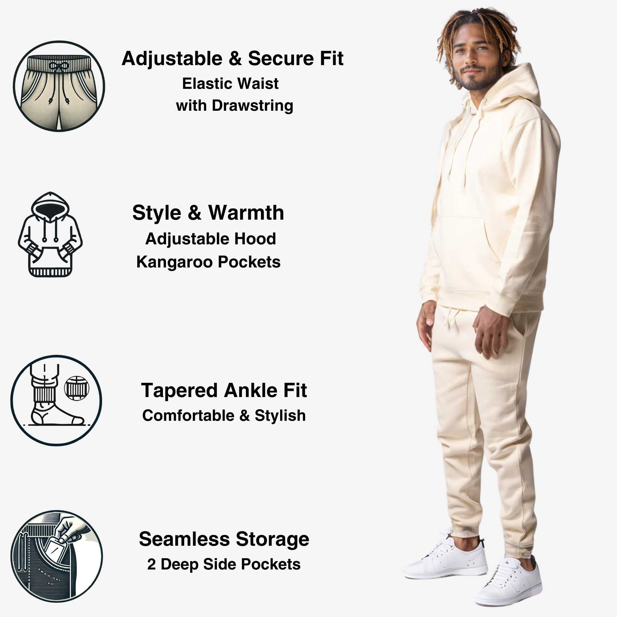 Men's Fleece Hooded Sweatsuit | Classic Comfort Collection - XS / Black - www.upstandingapparel.com