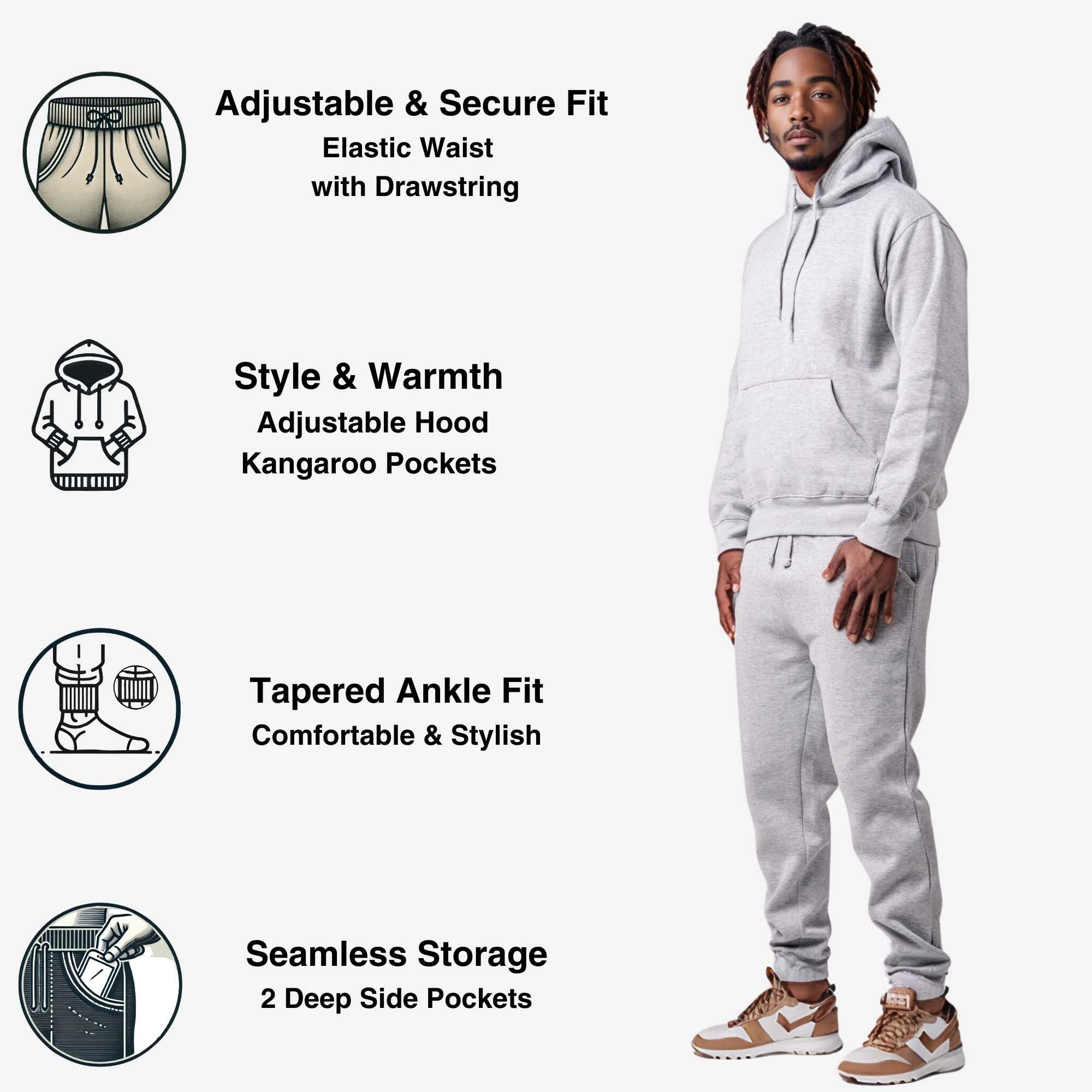 Men's Fleece Hooded Sweatsuit | Classic Comfort Collection - XS / Black - www.upstandingapparel.com