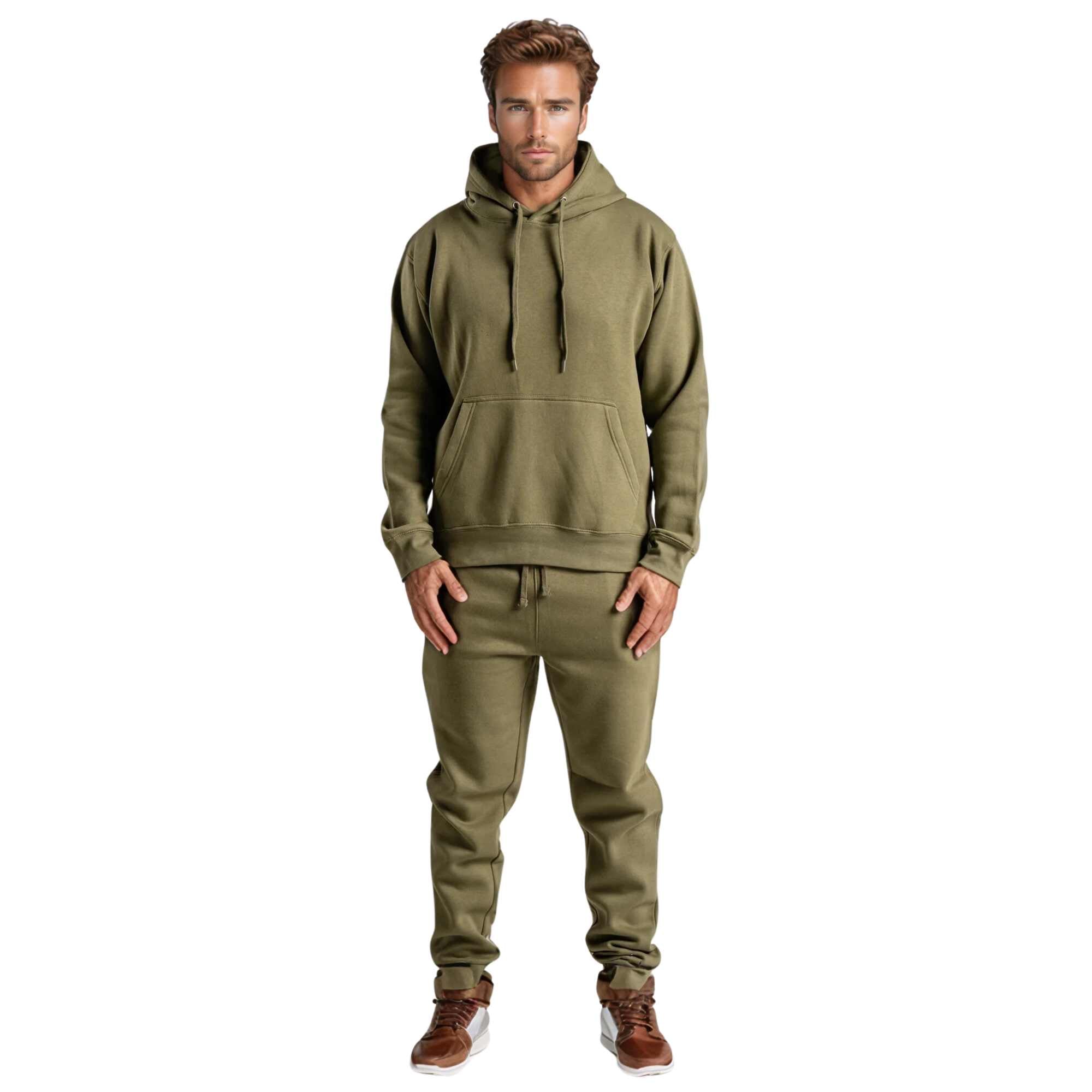 Men's Fleece Hooded Sweatsuit | Classic Comfort Collection - XS / Olive Green - www.upstandingapparel.com