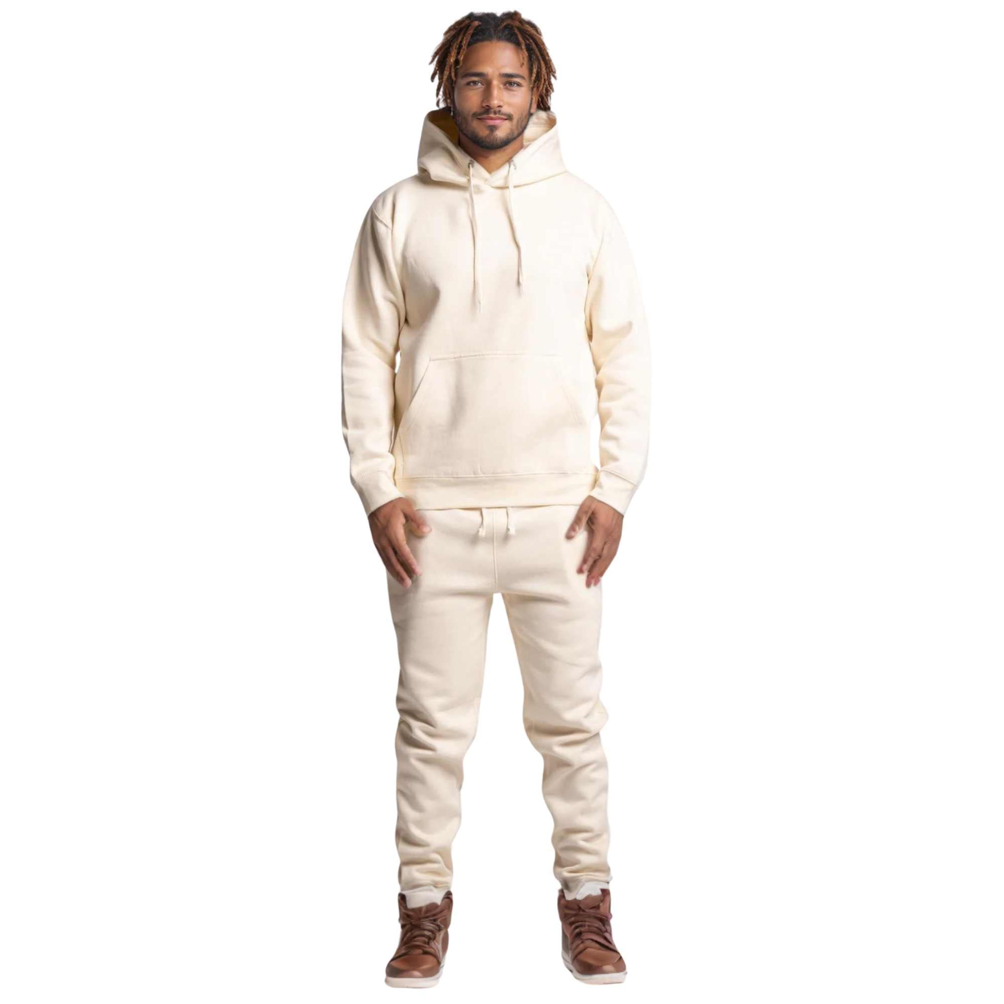 Men's Fleece Hooded Sweatsuit | Classic Comfort Collection - XS / Off-White - www.upstandingapparel.com
