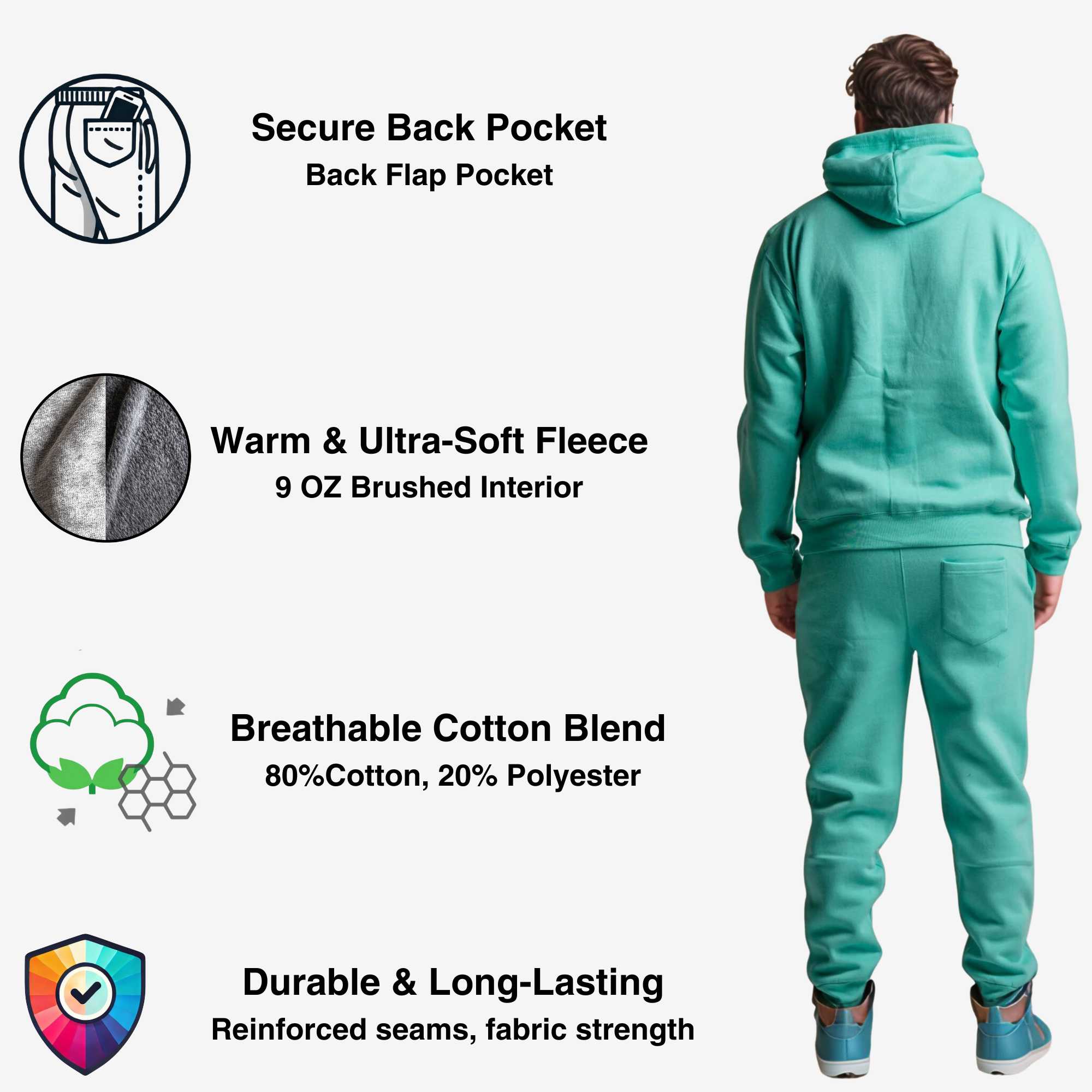 Men's Hooded Sweatsuit | Playful Pop Collection | Cozy Fleece - XS / Light Pink - www.upstandingapparel.com
