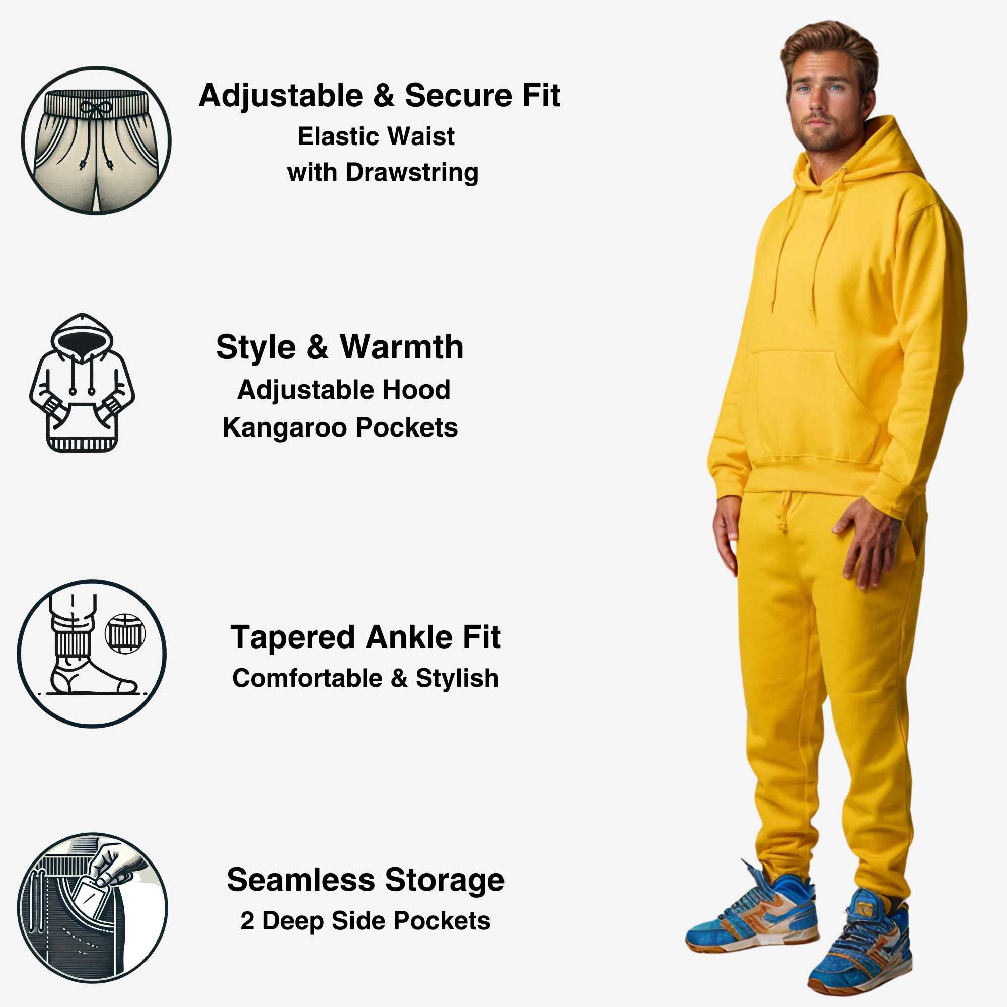 Men's Hooded Sweatsuit | Playful Pop Collection | Cozy Fleece - XS / Light Pink - www.upstandingapparel.com