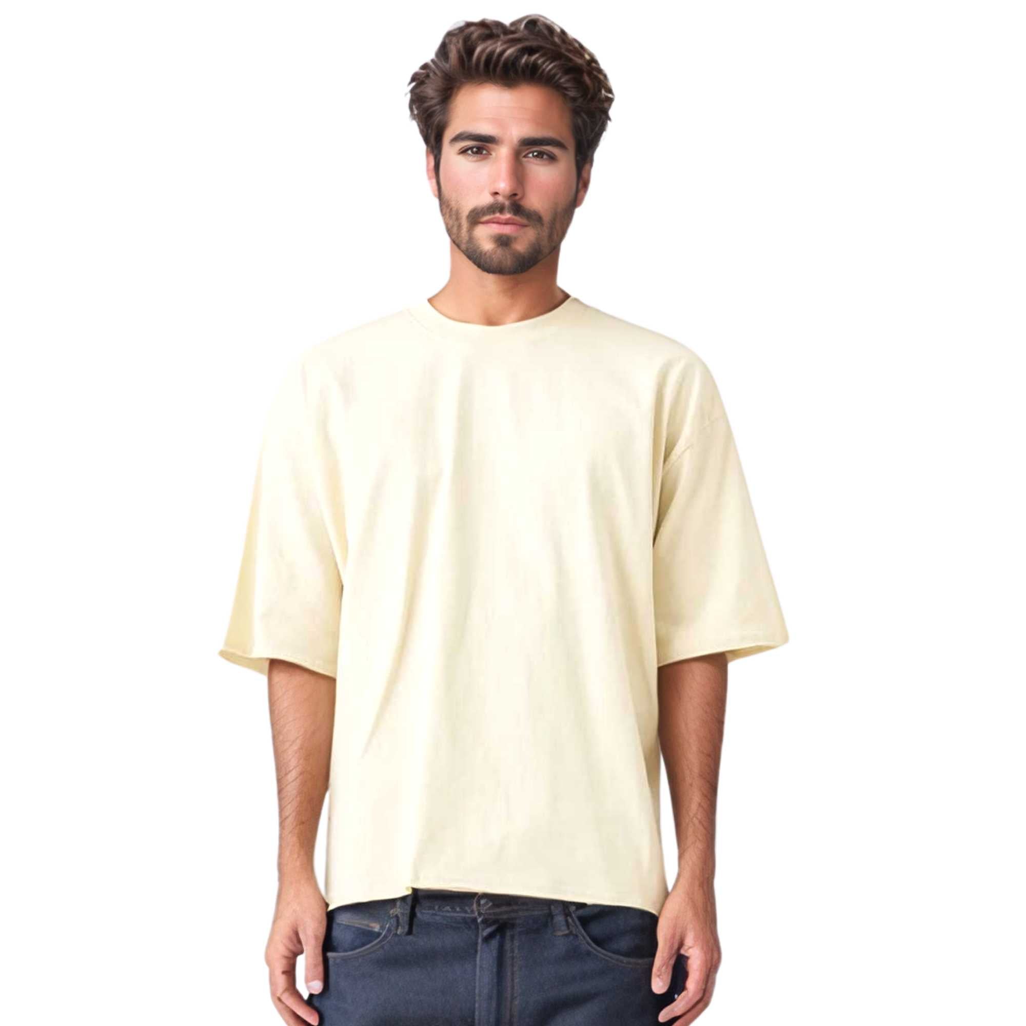 Men's Oversized Cotton Cropped T-Shirt | Streetwear Vibe - S / Beige - www.upstandingapparel.com