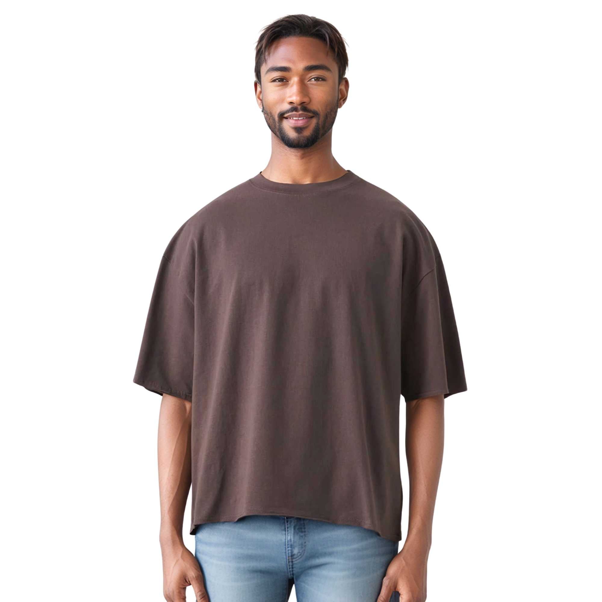 Men's Oversized Cotton Cropped T-Shirt | Streetwear Vibe - S / Brown - www.upstandingapparel.com