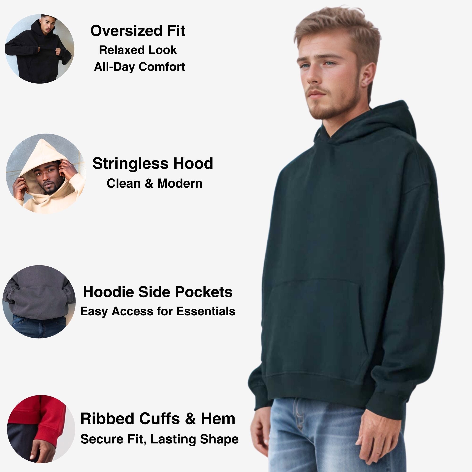 Men’s Oversized Fleece Hoodie | Heavyweight Urban Comfort - S / Dark Gray - www.upstandingapparel.com