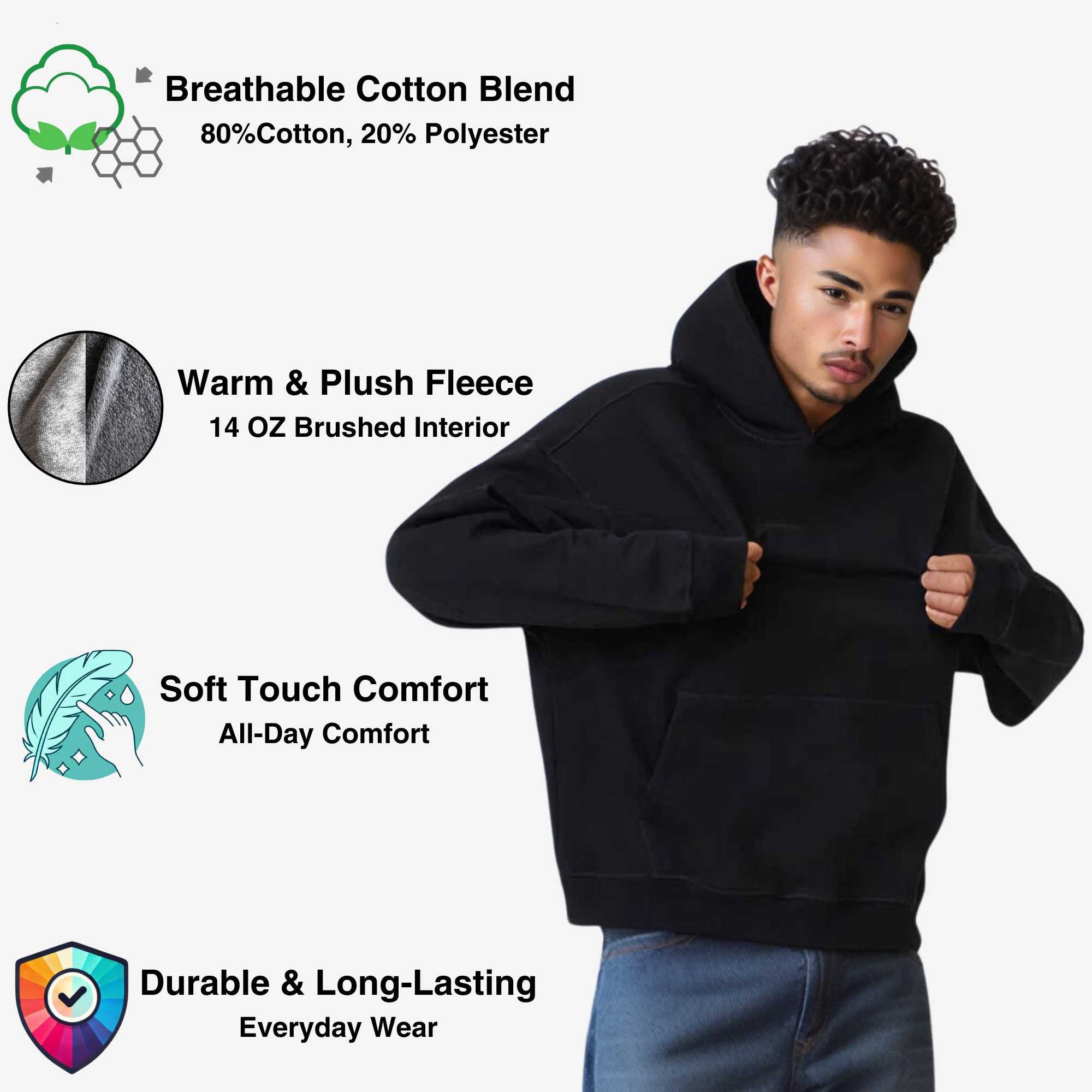 Men’s Oversized Fleece Hoodie | Heavyweight Urban Comfort - S / Dark Gray - www.upstandingapparel.com