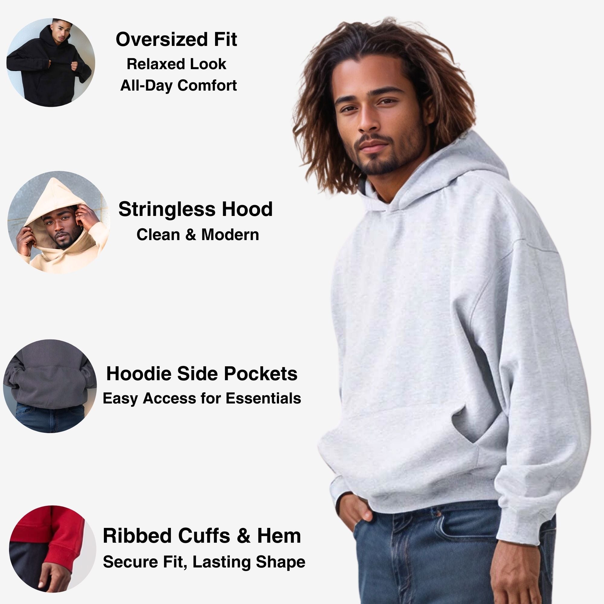 Men’s Oversized Fleece Hoodie | Heavyweight Urban Comfort - S / Dark Gray - www.upstandingapparel.com