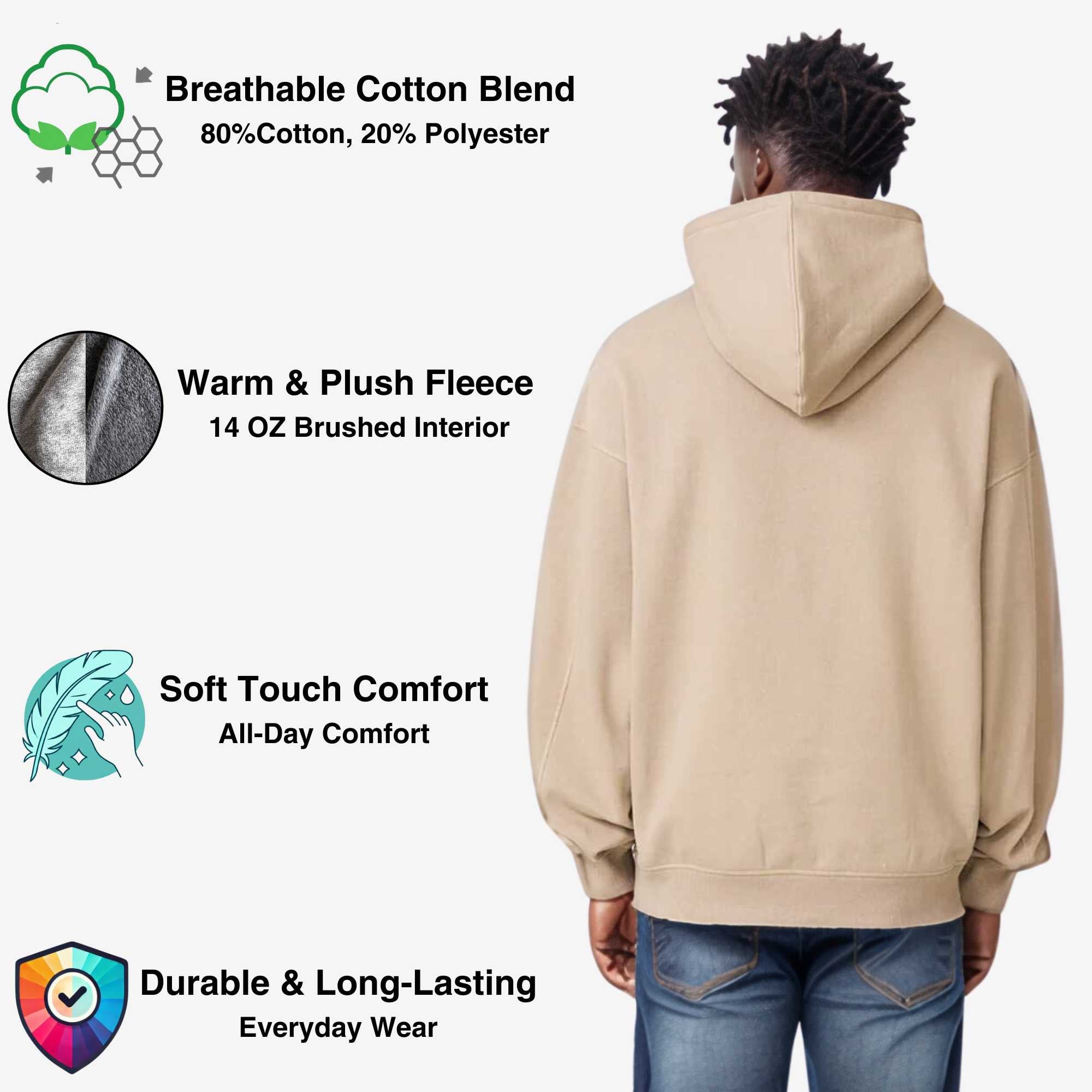 Men’s Oversized Fleece Hoodie | Heavyweight Urban Comfort - S / Dark Gray - www.upstandingapparel.com