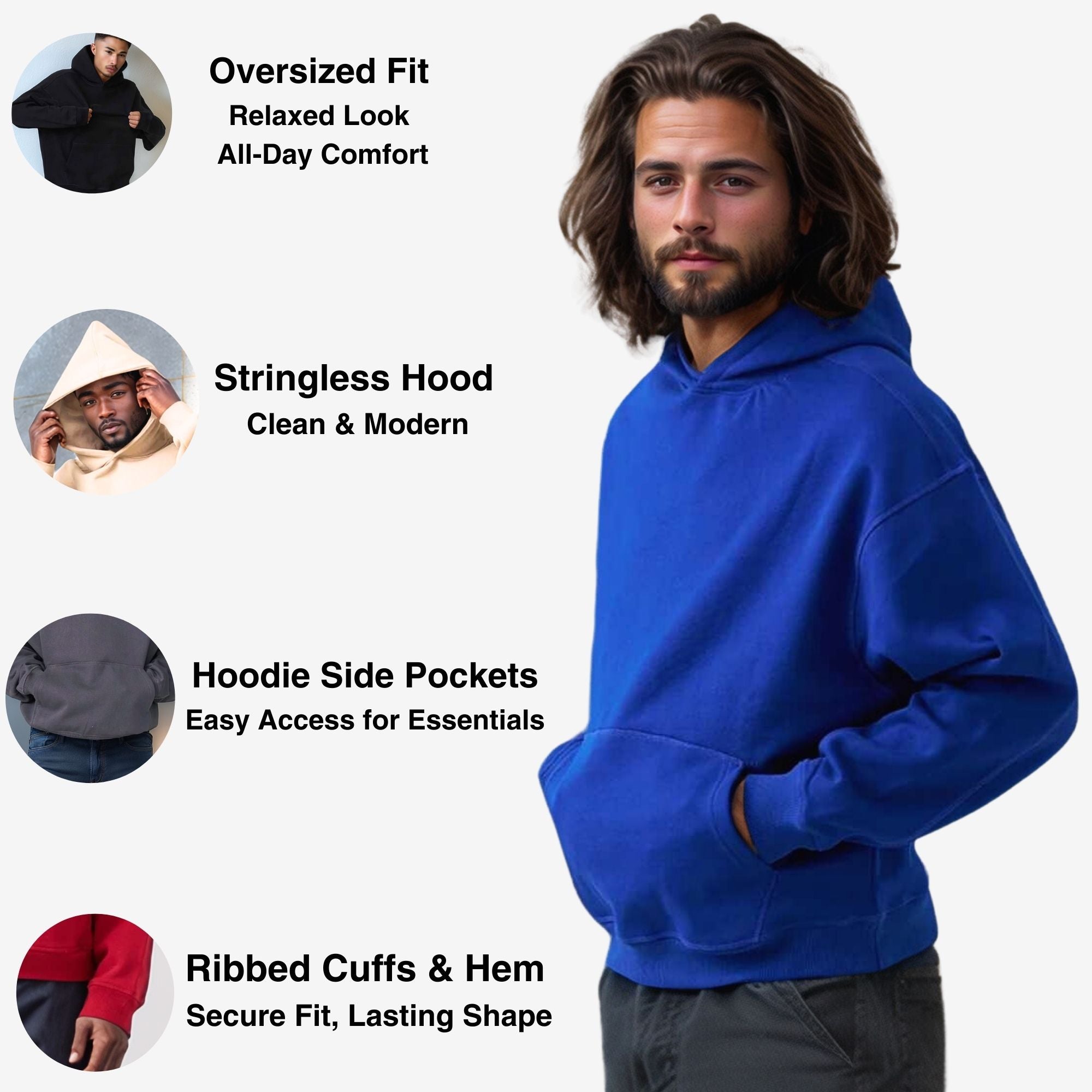 Men’s Oversized Fleece Hoodie | Heavyweight Urban Comfort - S / Dark Gray - www.upstandingapparel.com