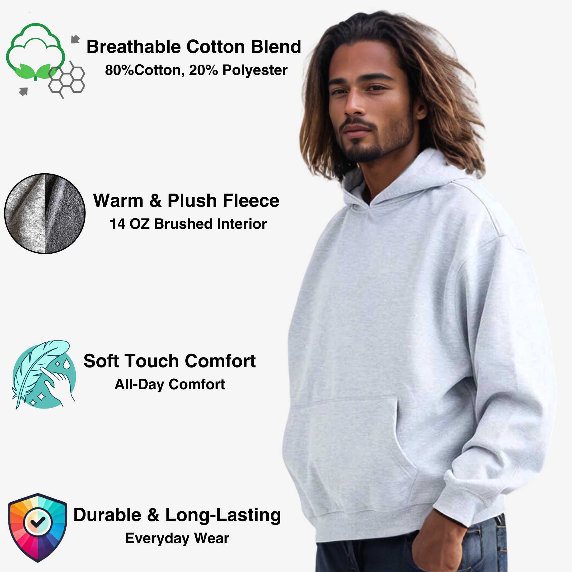 Men’s Oversized Fleece Hoodie | Heavyweight Urban Comfort - S / Dark Gray - www.upstandingapparel.com