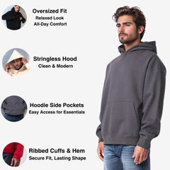 Men’s Oversized Fleece Hoodie | Heavyweight Urban Comfort - S / Dark Gray - www.upstandingapparel.com