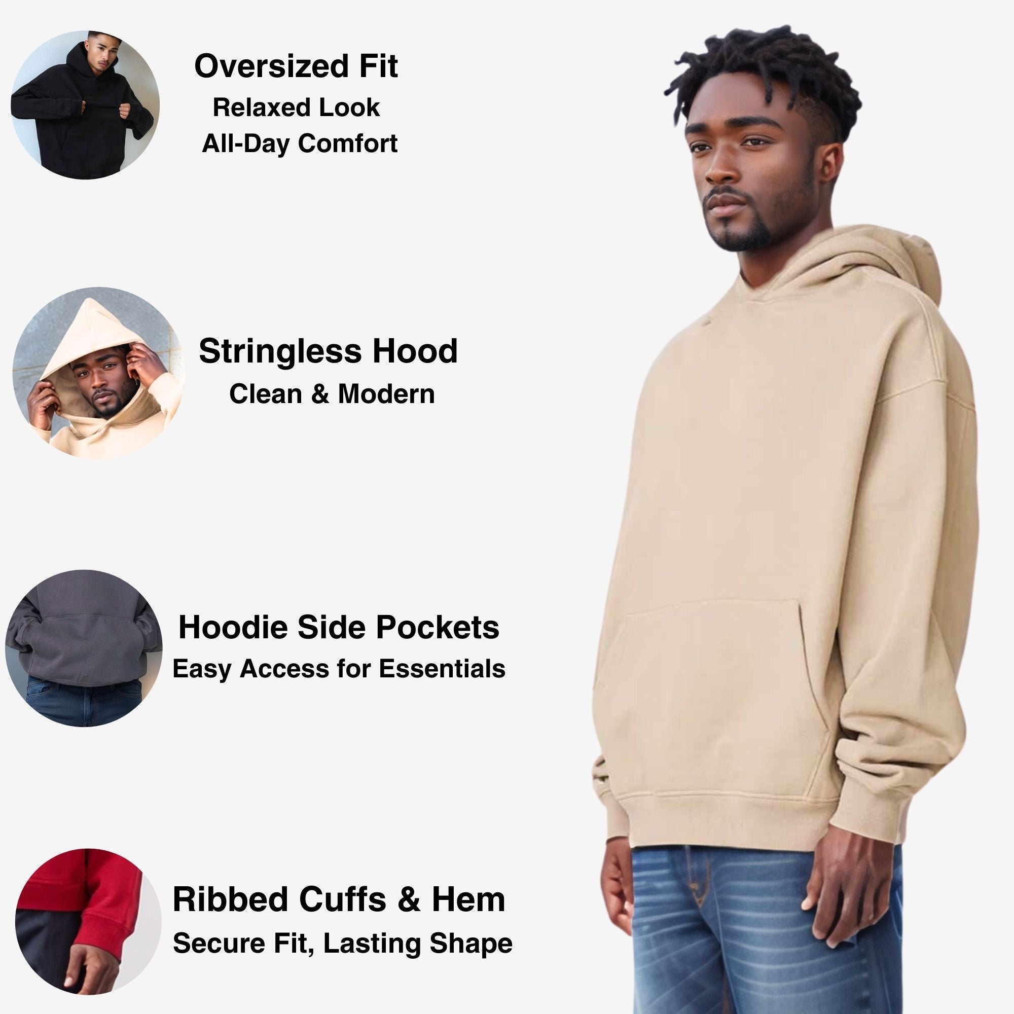 Men’s Oversized Fleece Hoodie | Heavyweight Urban Comfort - S / Dark Gray - www.upstandingapparel.com