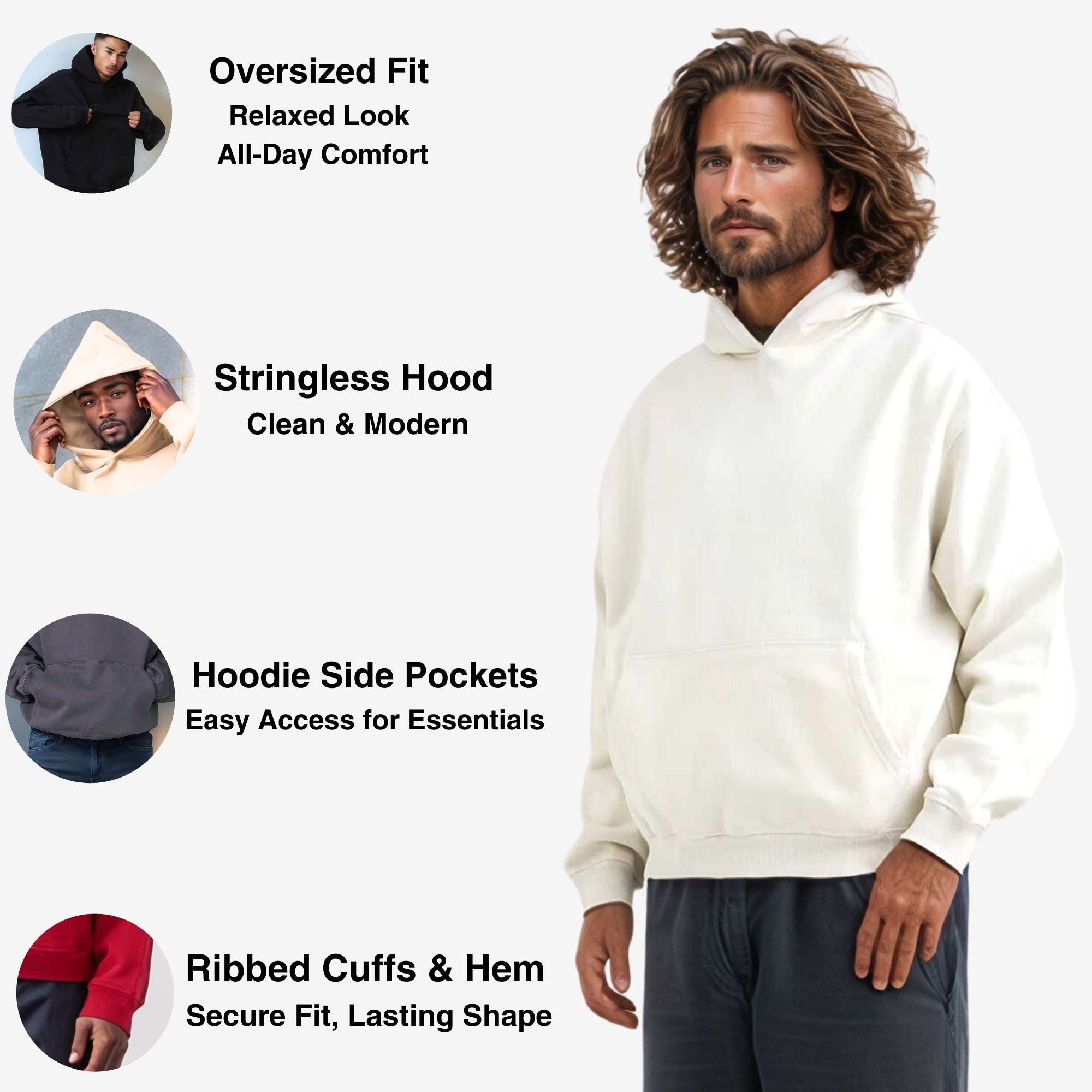Men’s Oversized Fleece Hoodie | Heavyweight Urban Comfort - S / Dark Gray - www.upstandingapparel.com