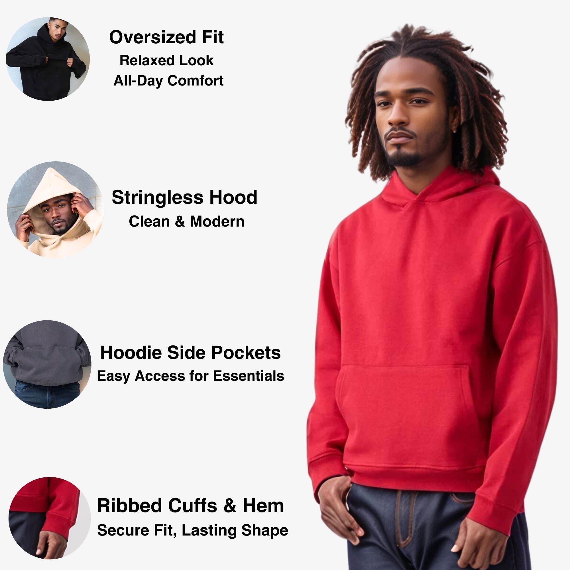 Men’s Oversized Fleece Hoodie | Heavyweight Urban Comfort - S / Dark Gray - www.upstandingapparel.com