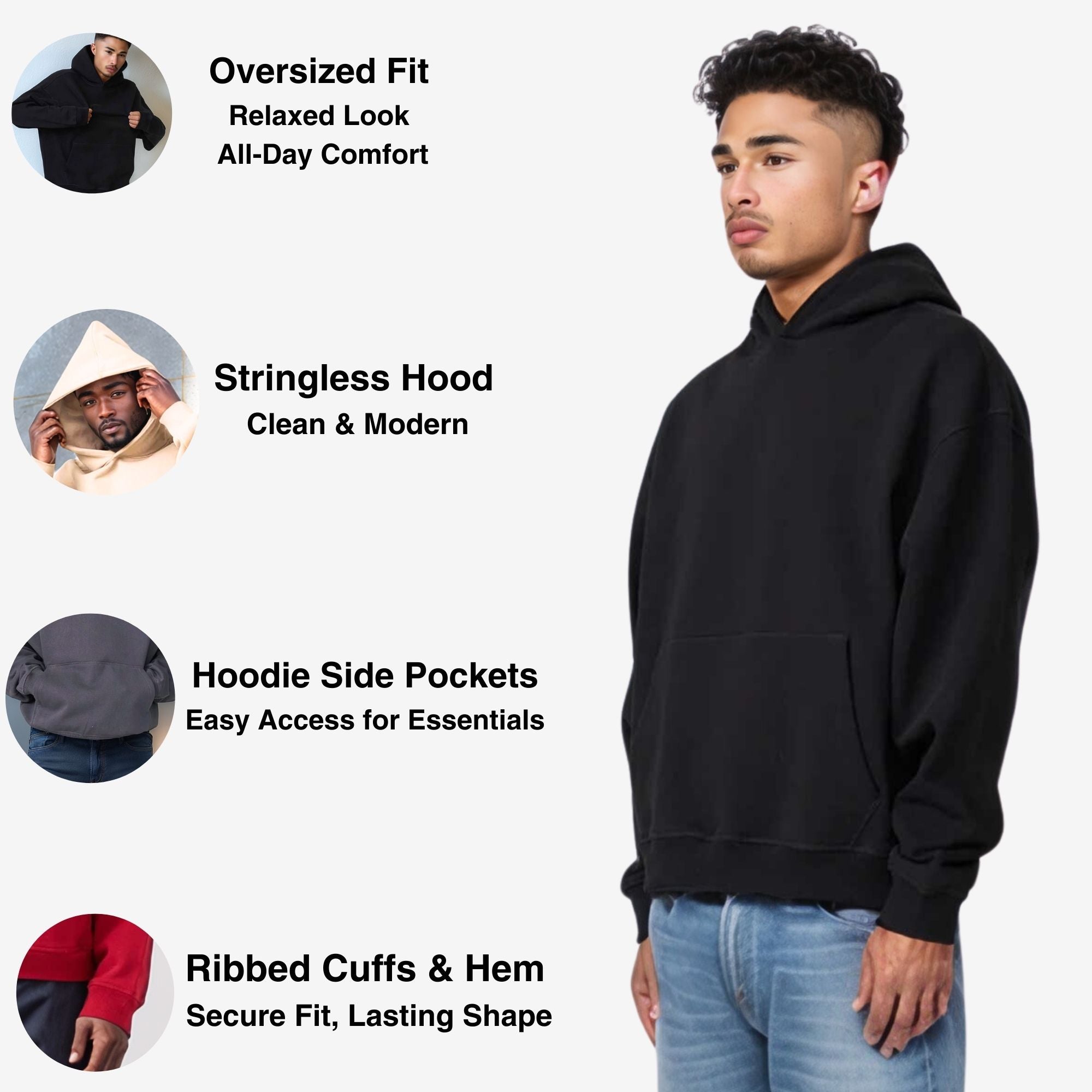 Men’s Oversized Fleece Hoodie | Heavyweight Urban Comfort - S / Dark Gray - www.upstandingapparel.com