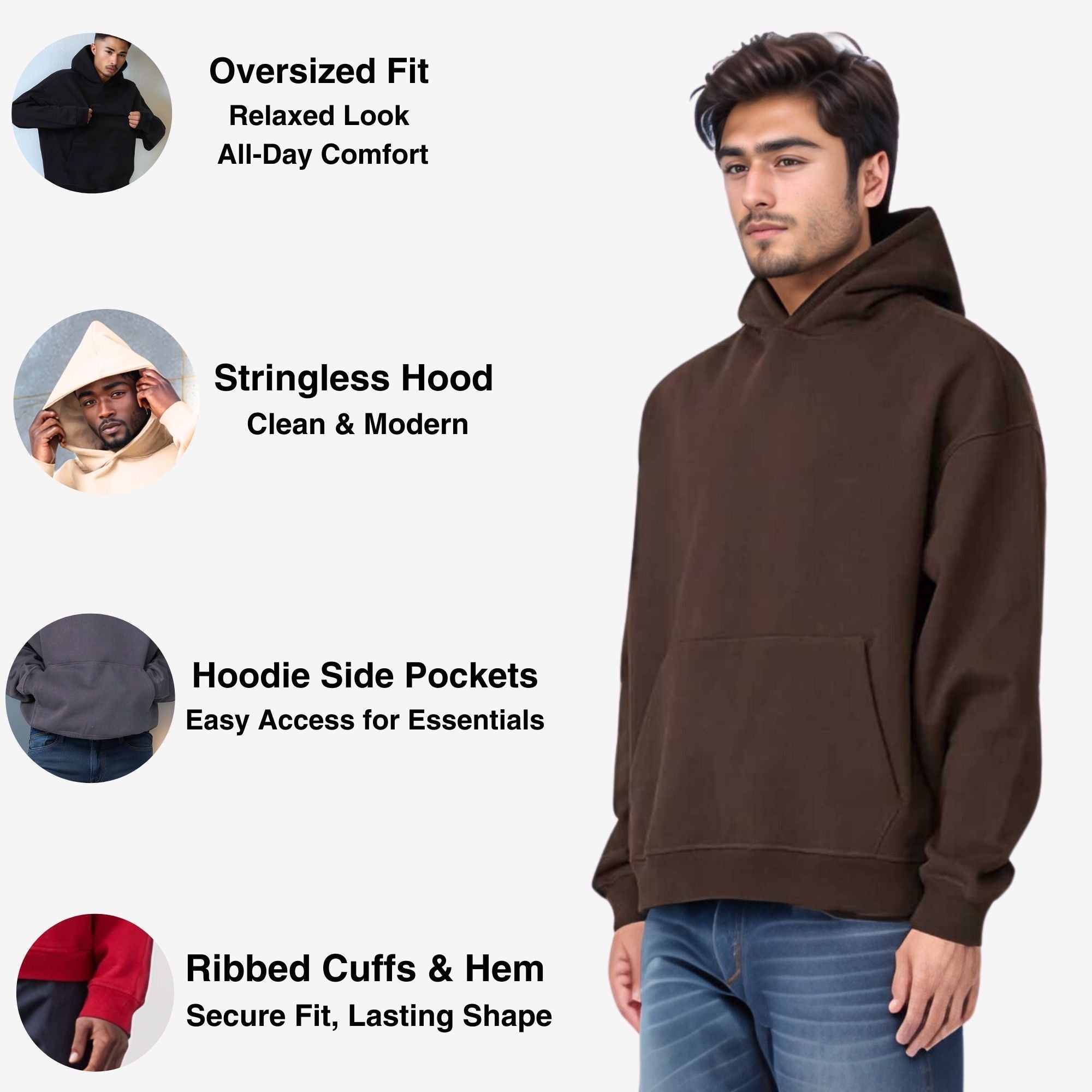 Men’s Oversized Fleece Hoodie | Heavyweight Urban Comfort - S / Dark Gray - www.upstandingapparel.com