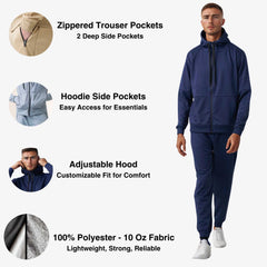 Men's Performance Tracksuit | Breathable & Moisture-Wicking - S / Navy - www.upstandingapparel.com