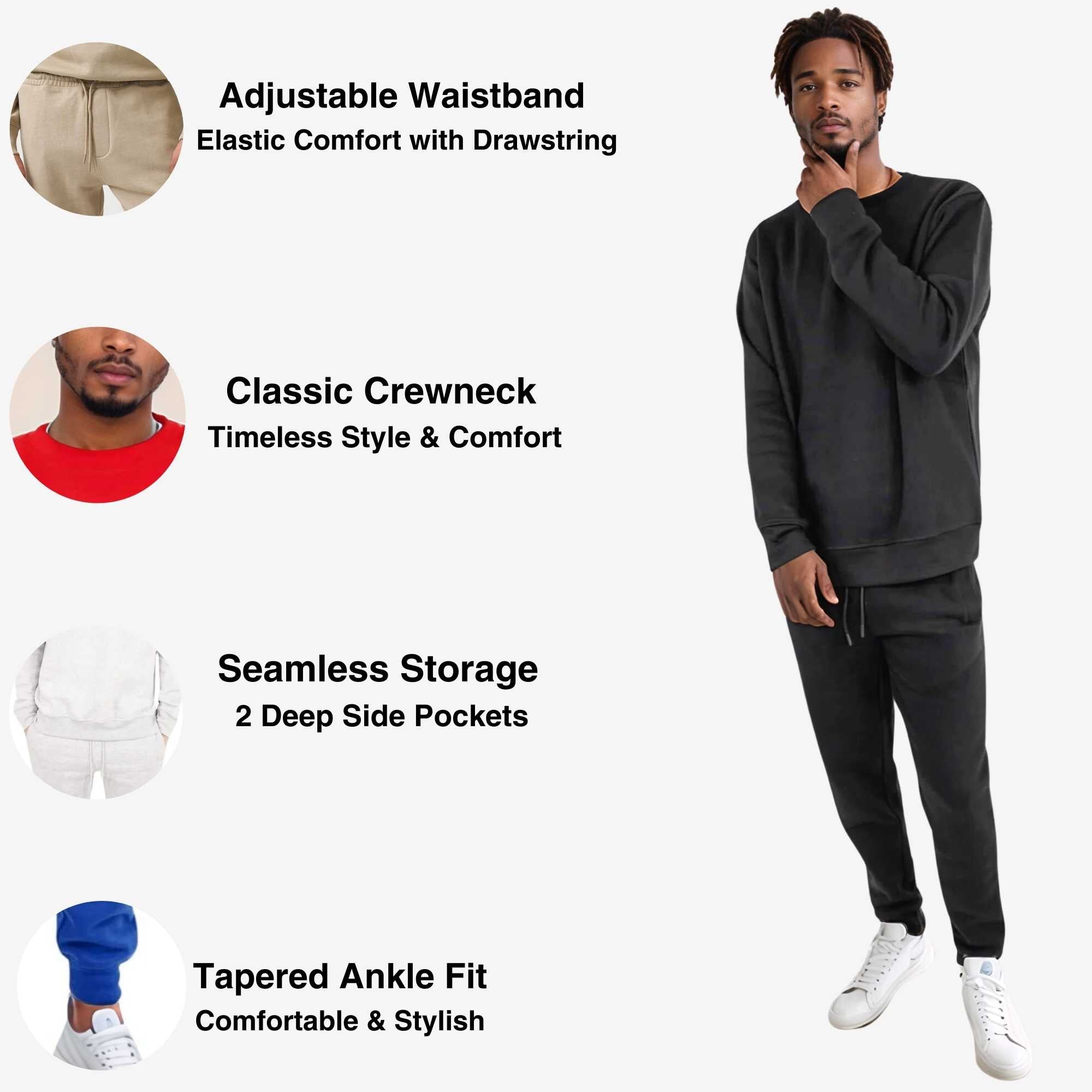 Men's Slim Fit Crewneck Jogger set | Urban Style Athleisure - S / White - www.upstandingapparel.com