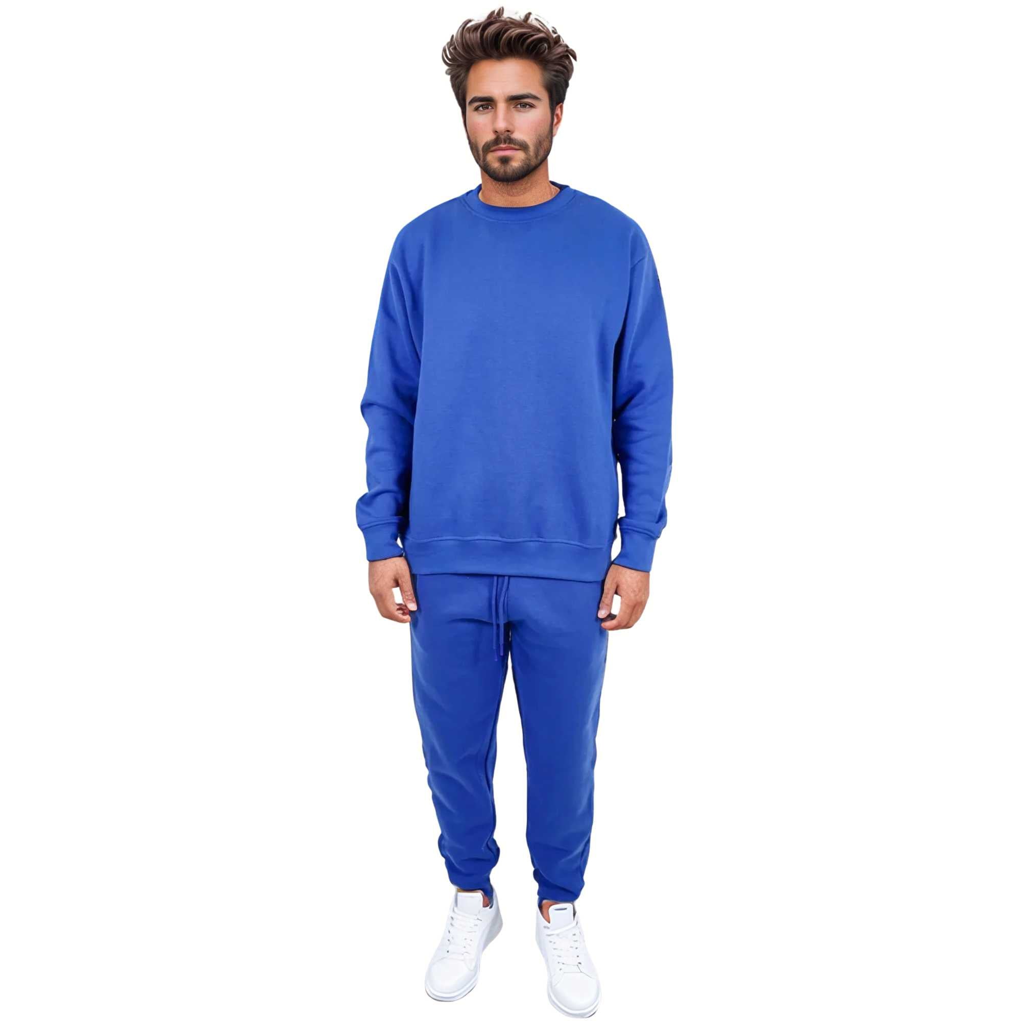 Men's Slim Fit Crewneck Jogger set | Urban Style Athleisure - S / Royal Blue - www.upstandingapparel.com