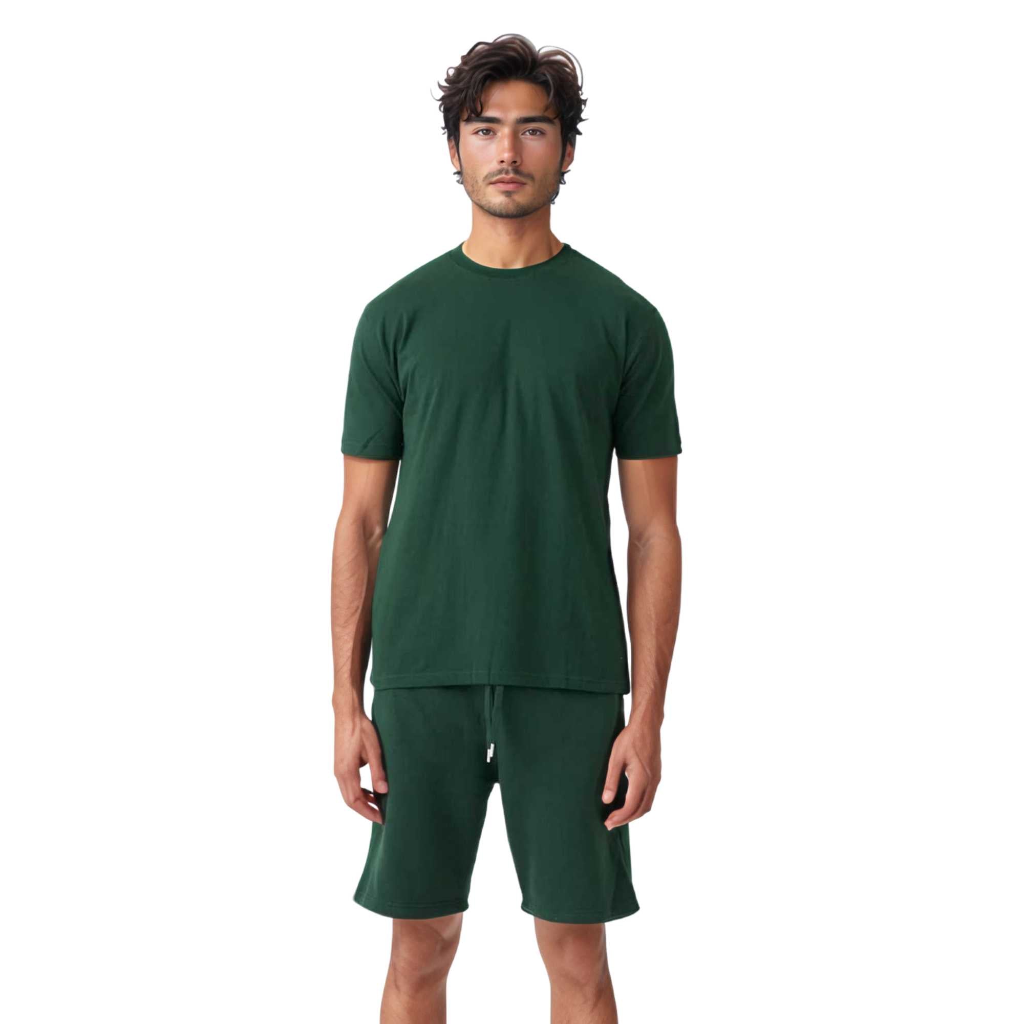 Men's T-Shirt & Sweatshorts Set | Classic Comfort Collection - XS / Hunter Green - www.upstandingapparel.com